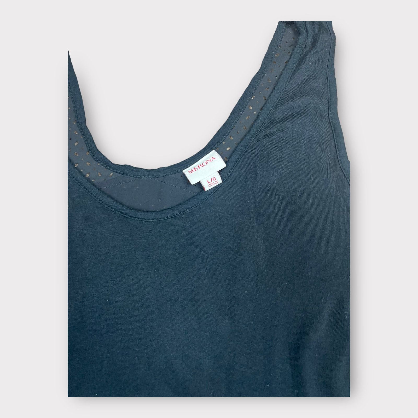 Merona Merona Black Jersey Tank with Mesh Back Accent Size L / US 10 / IT 46 - 4 Thumbnail