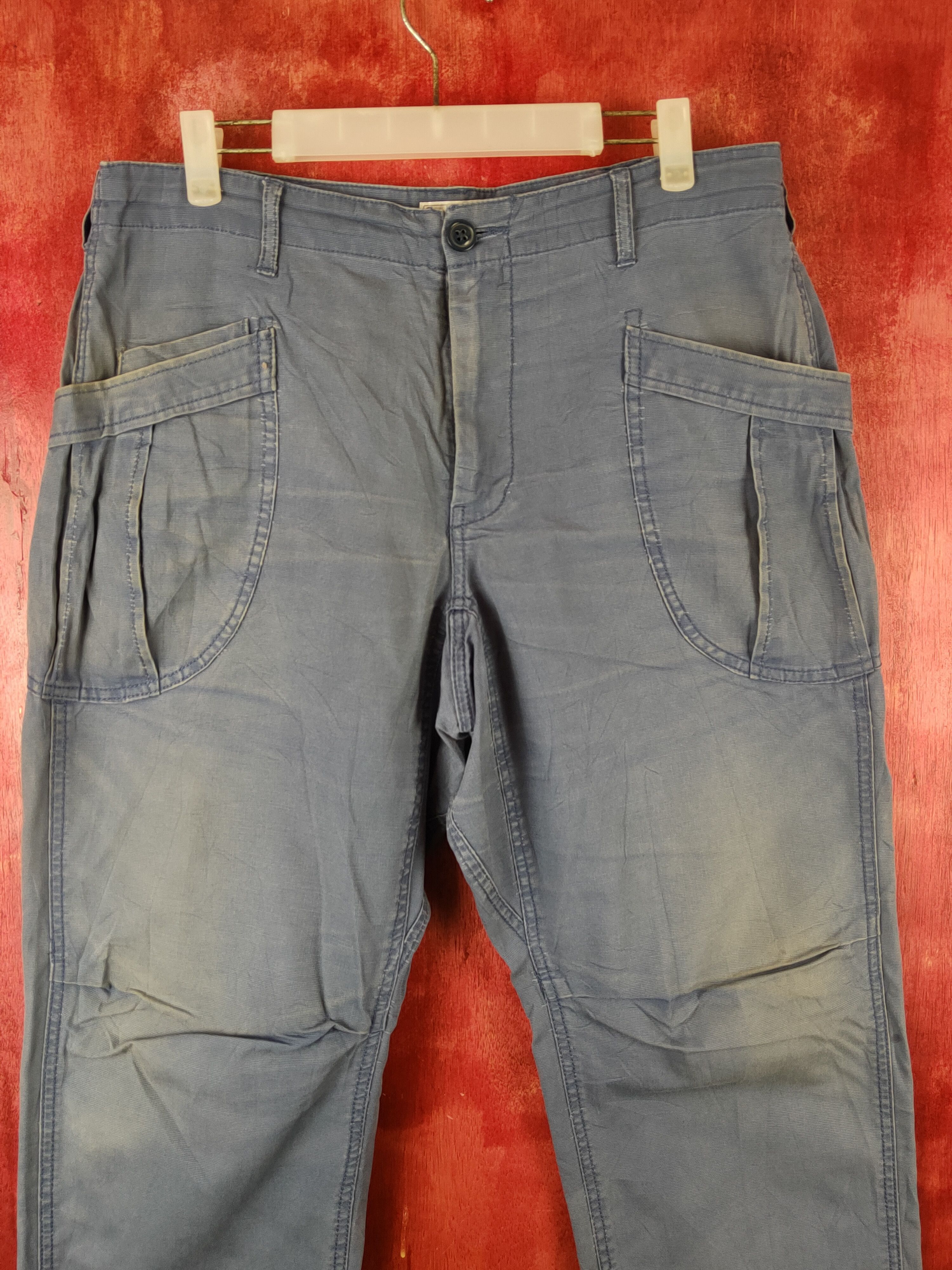 Japanese Brand Coen Blue Faded Multipocket Tactical Cargo Pants #S1763 Size US 33 - 2 Thumbnail