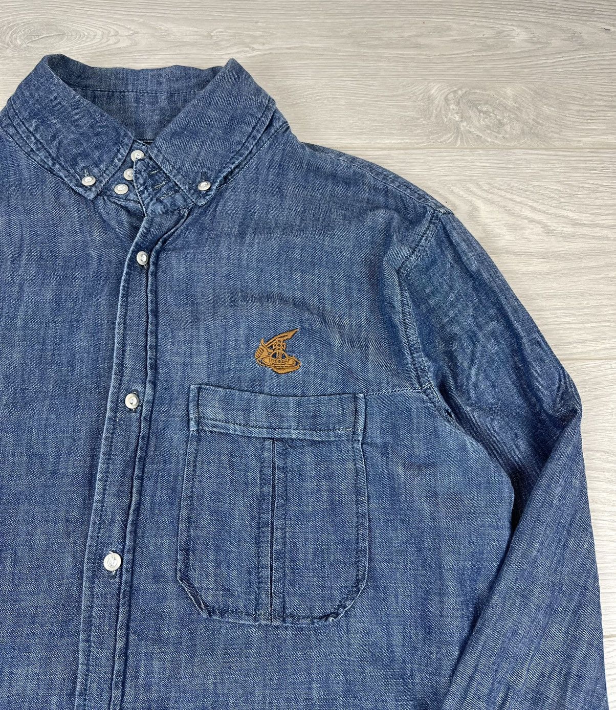 Vivienne Westwood Vivienne Westwood Anglomania Blue Denim Logo Shirt Size US L / EU 52-54 / 3 - 7 Thumbnail