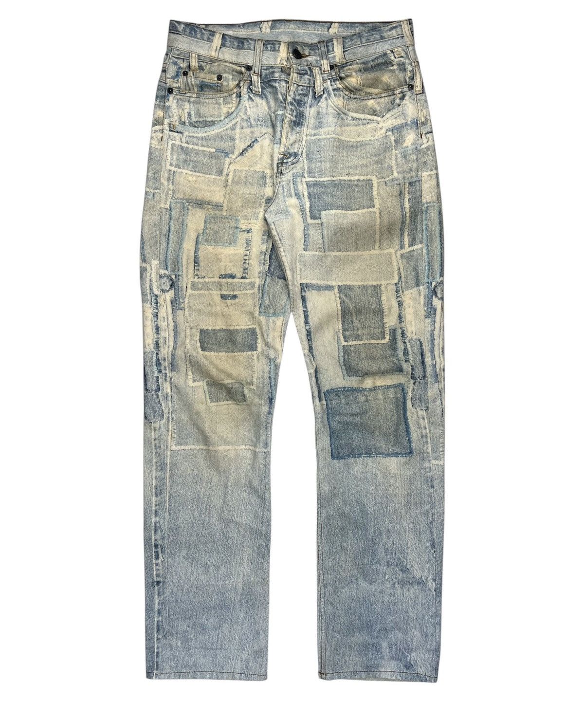 Dries Van Noten★ワイドジーンズ 5ポケット レザー ロゴ パッチ Dries Van Noten☆ワイドジーンズ 5ポケット レザー ロゴ パッチ