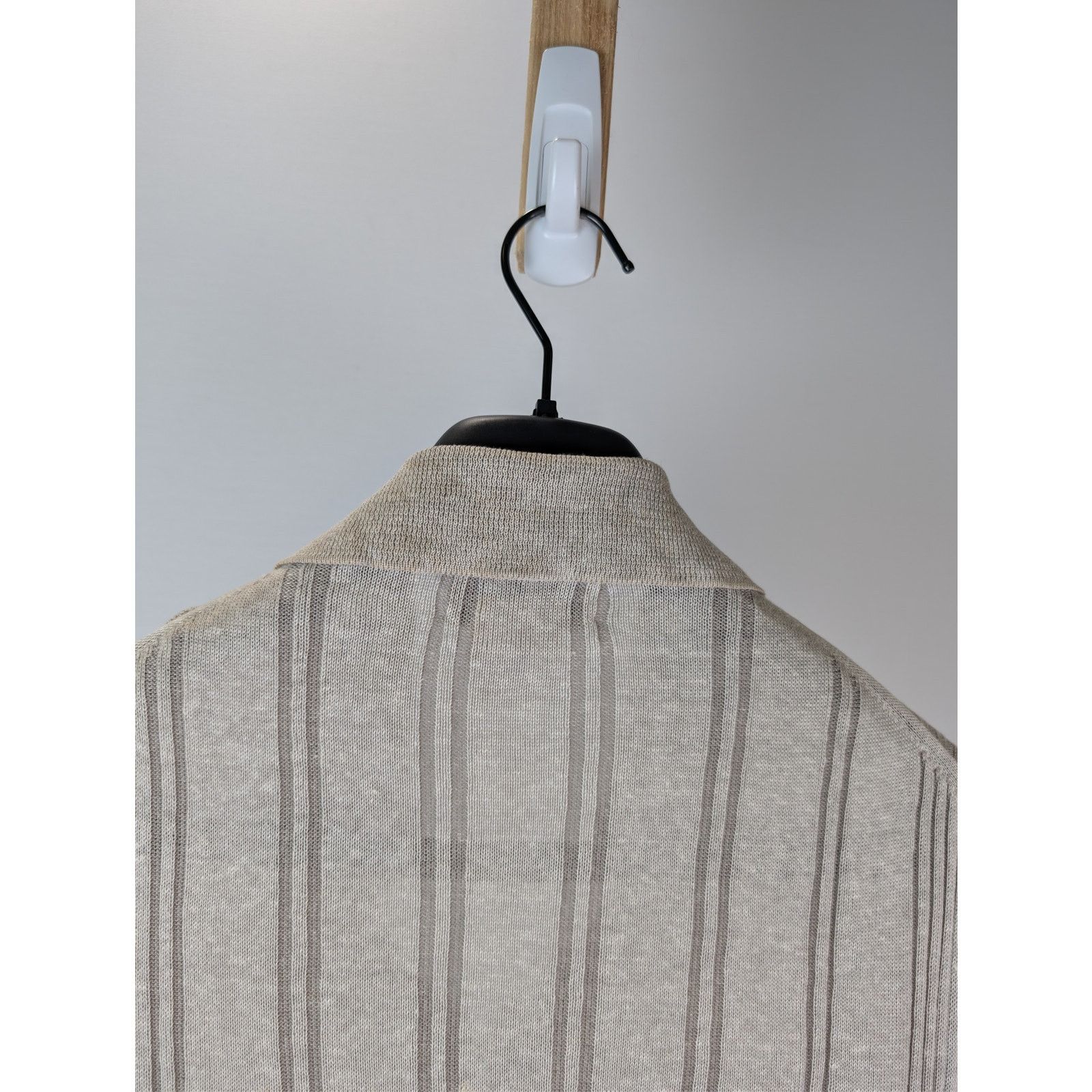 Hermes o1rshd1 CC20 Striped Knit Long-Sleeve Polo Shirt in Beige Size US M / EU 48-50 / 2 - 15 Thumbnail