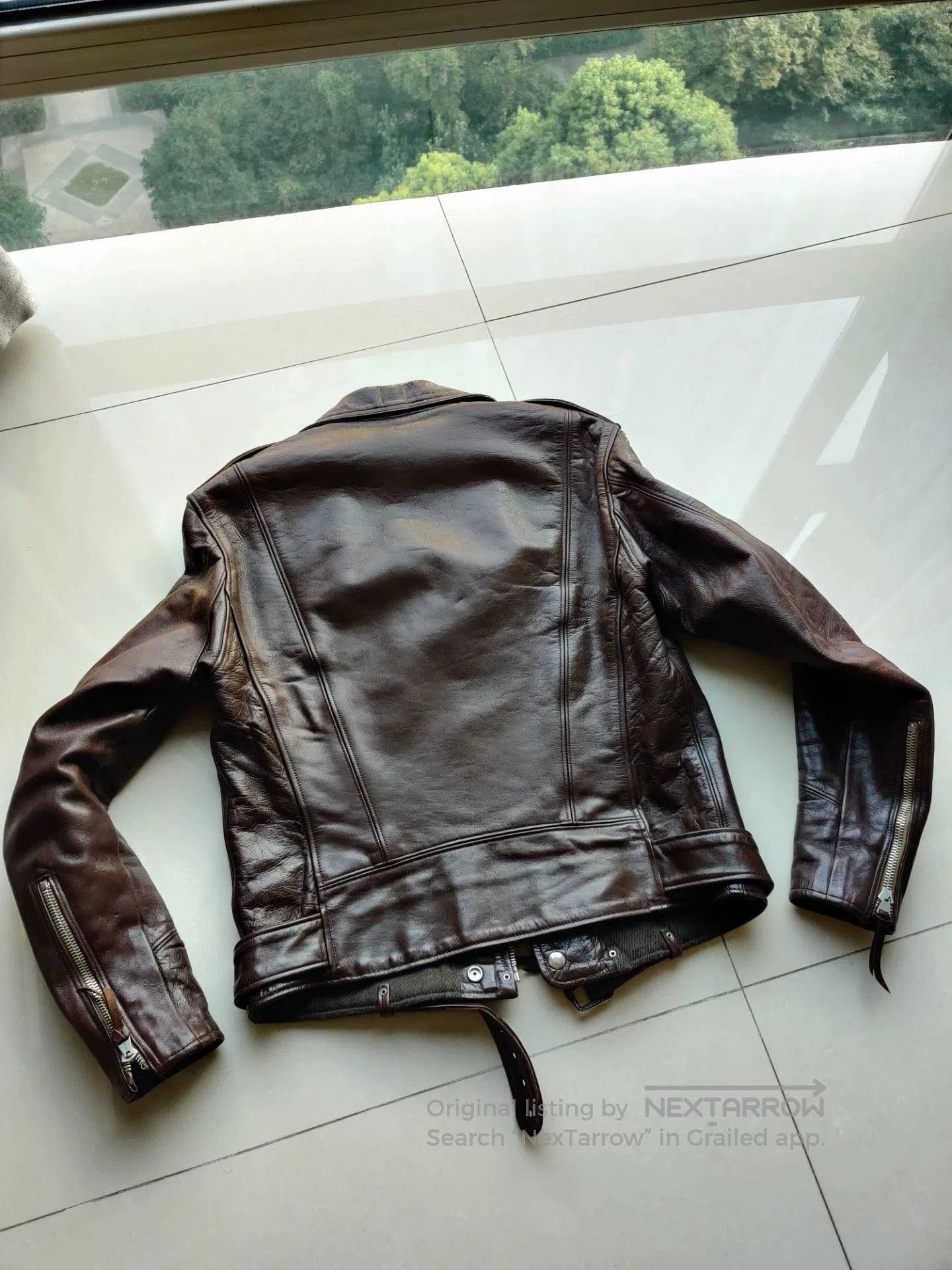 Freewheelers stylish brown leather biker jacket. Size US M / EU 48-50 / 2 - 2 Thumbnail