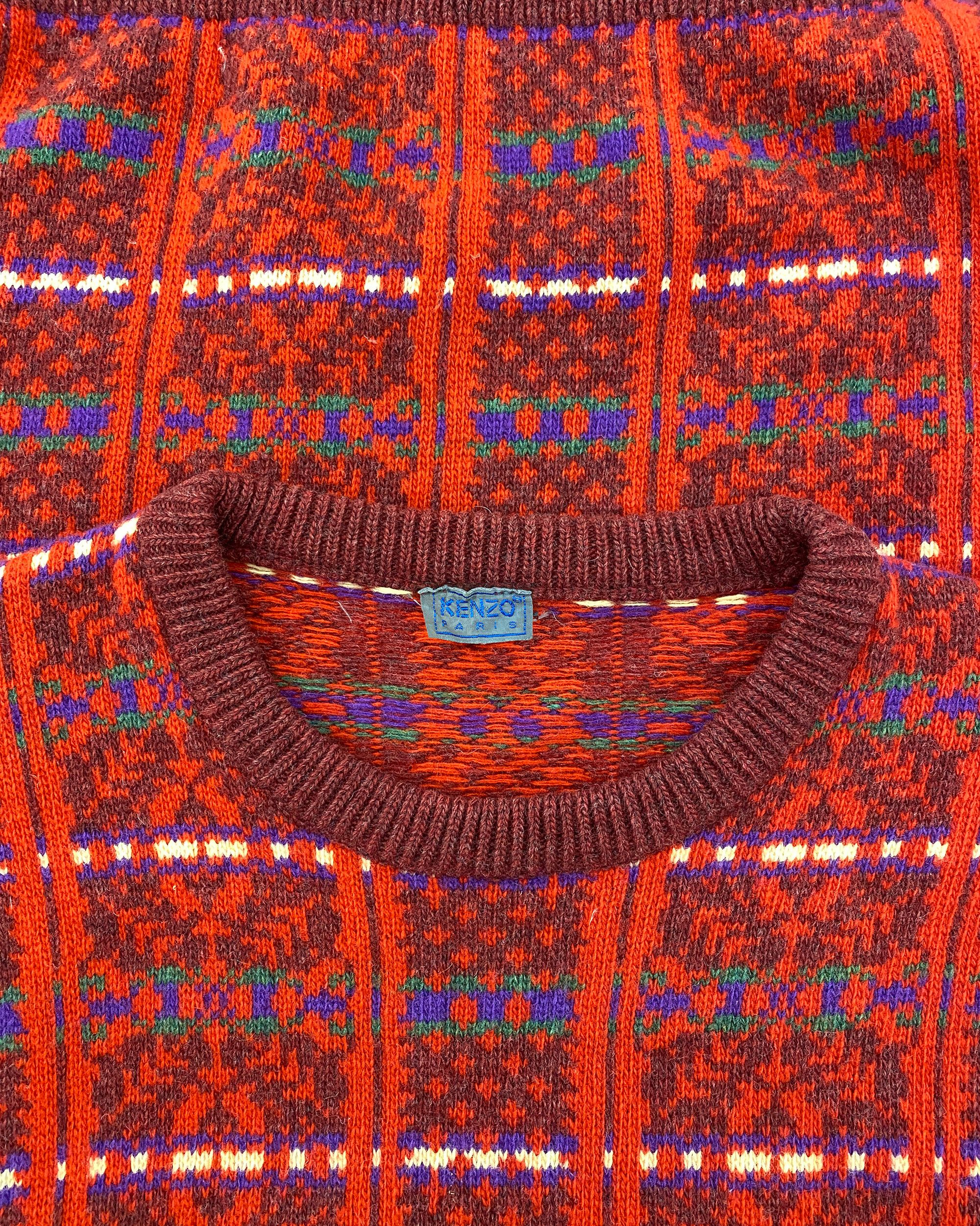 Kenzo 1980s Wool Knit Sweater Size US L / EU 52-54 / 3 - 6 Thumbnail