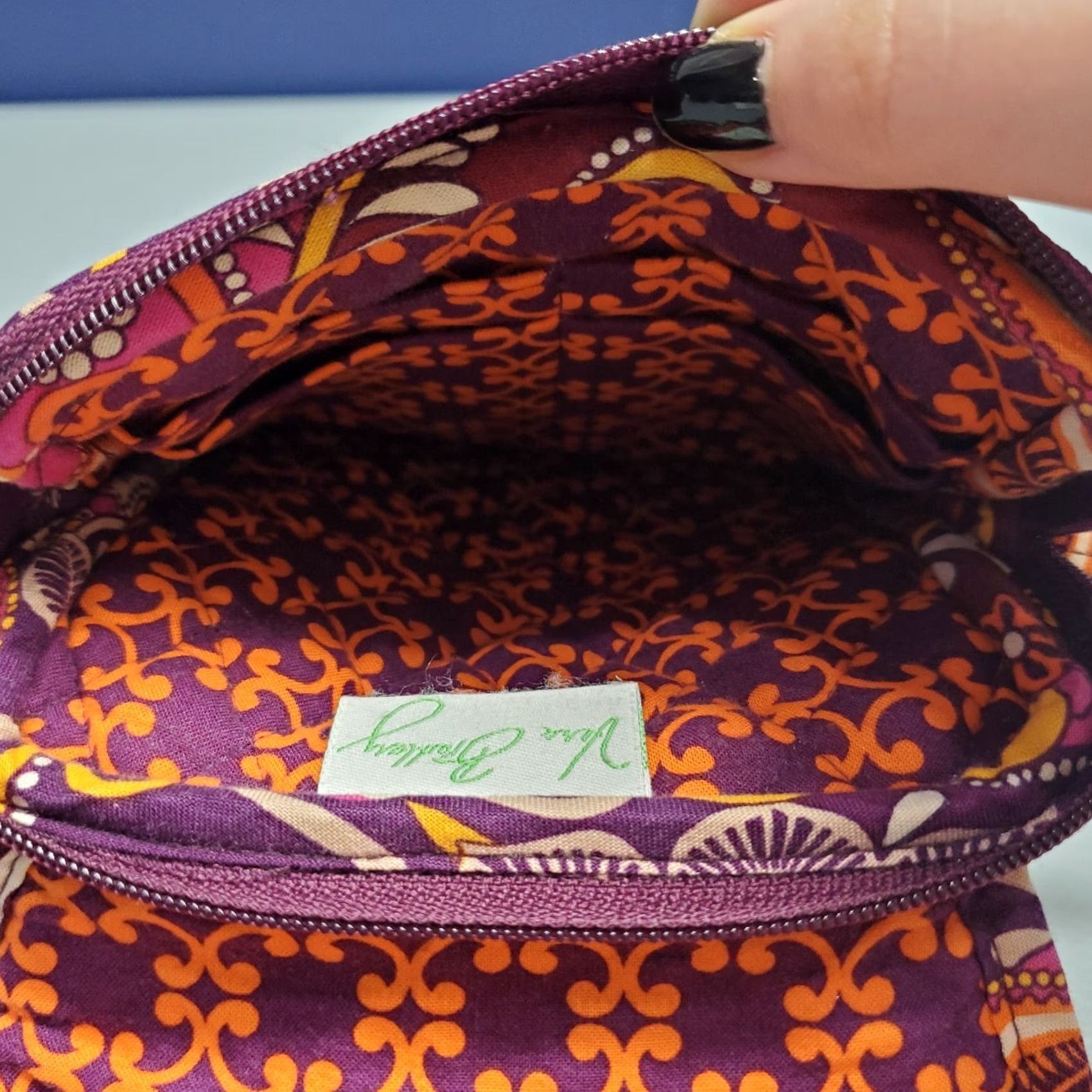 Vintage Vera Bradley Hipster Crossbody Bag Womens Purple Multi Fabric Paisley Zip Pocket Size ONE SIZE - 6 Thumbnail