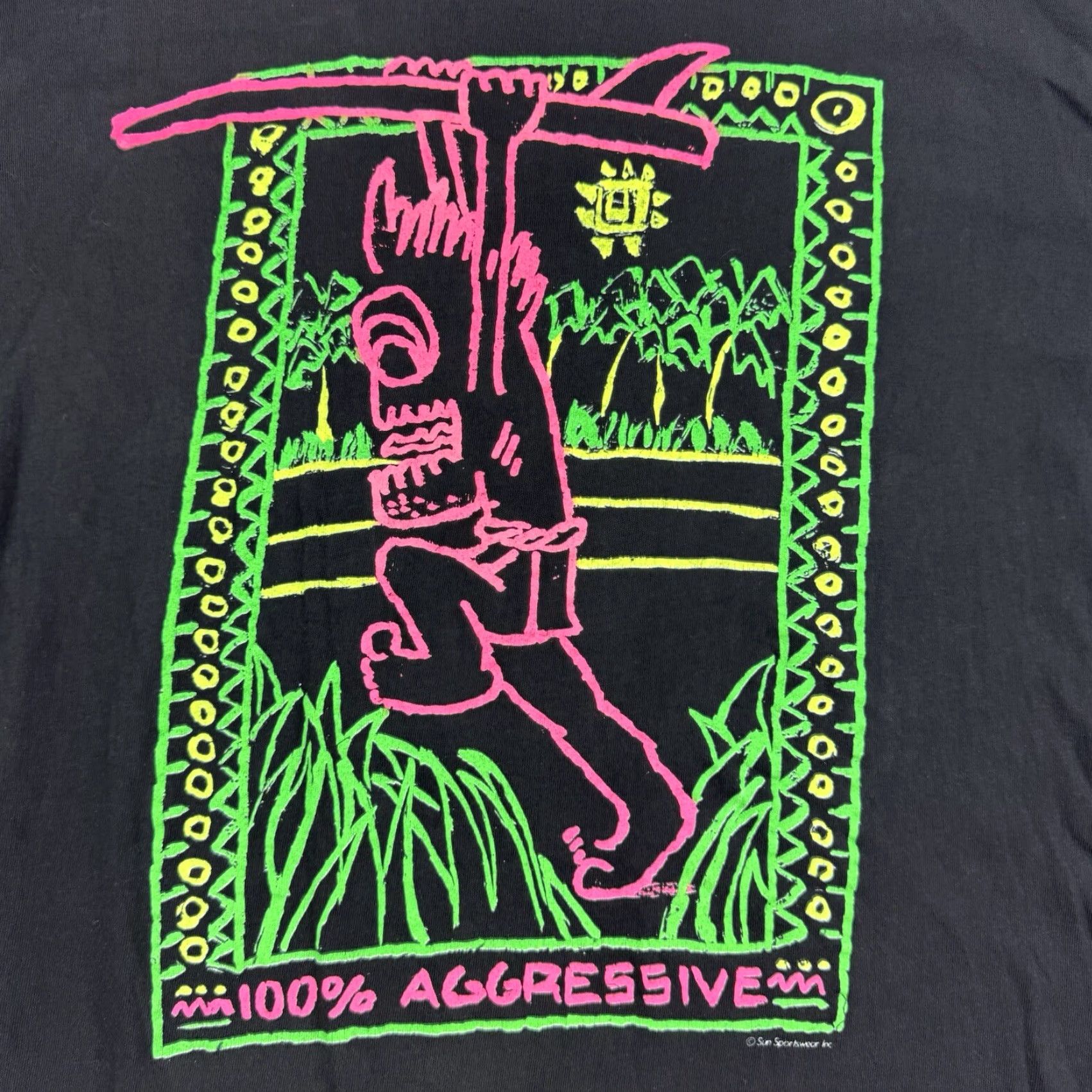 Sunray Sportswear VINTAGE Tribals T-Shirt Men Large Black 90s Graphic Tee Tribal Theme Size US L / EU 52-54 / 3 - 2 Thumbnail