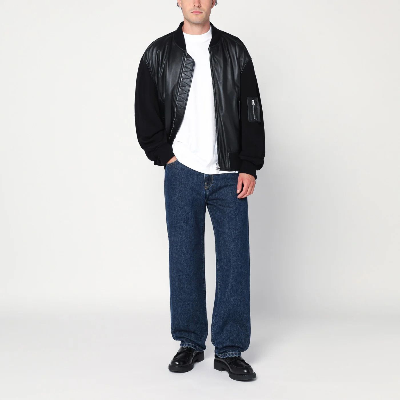 Givenchy o1d2blof0426 Leather Bomber Jacket in Black Size US XL / EU 56 / 4 - 2 Thumbnail