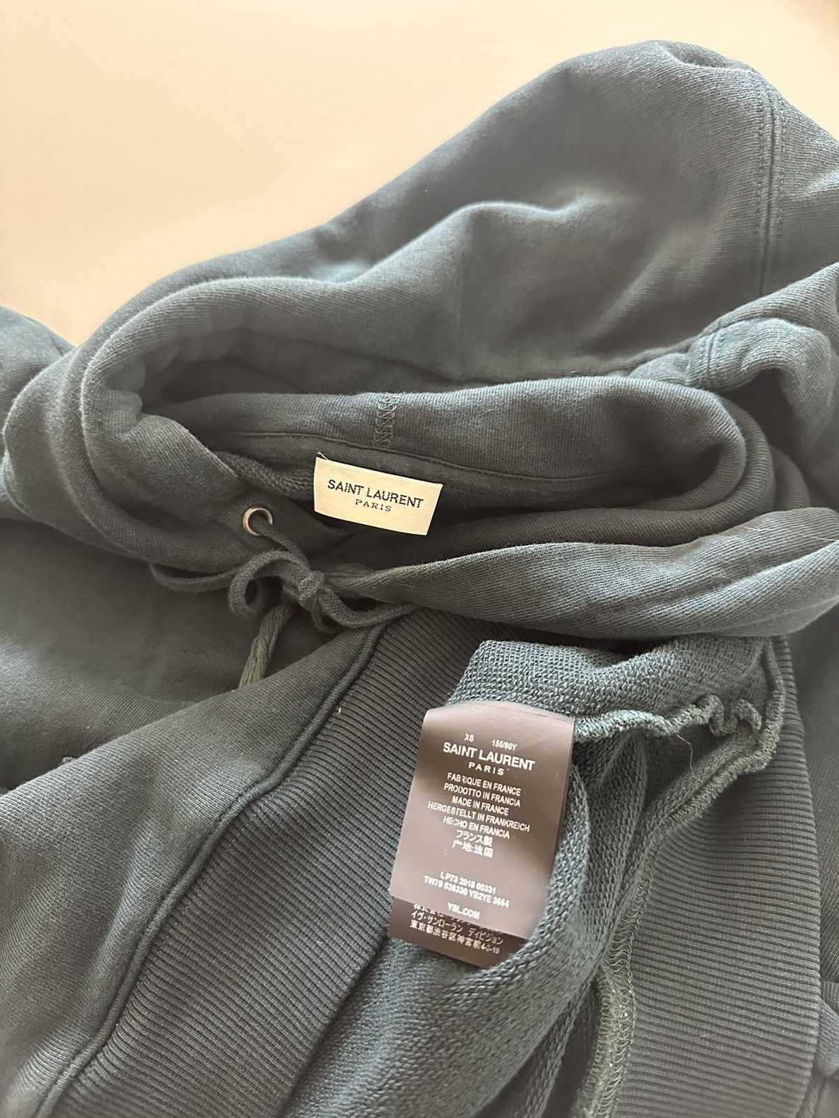 Saint Laurent Paris Saint Laurent YSL Green Spellout Logo Hoodie Pullover XS Size XS / US 0-2 / IT 36-38 - 5 Thumbnail