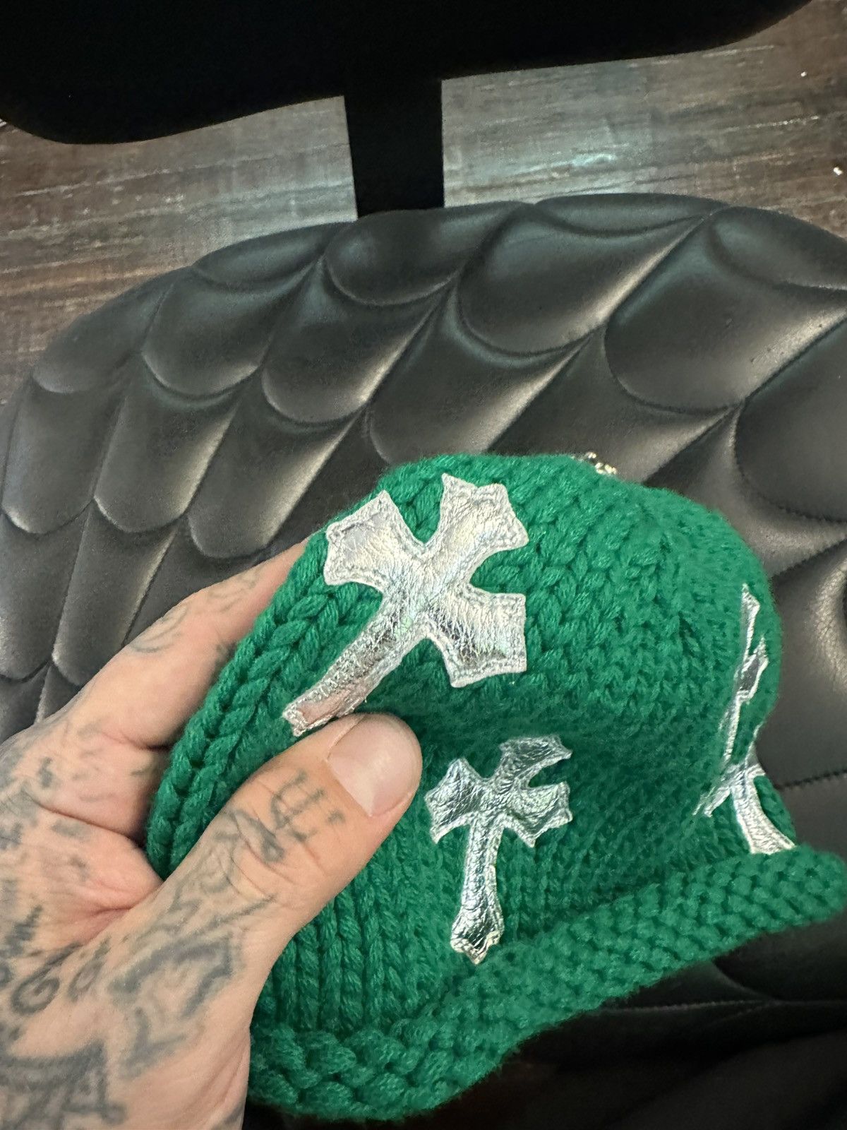 Chrome Hearts Chrome Hearts NEW 1/1 VIP Flooded Cross Beanie Hat Size ONE SIZE - 5 Thumbnail