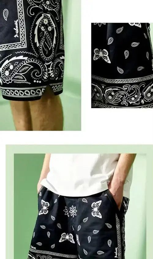 High Sport × Japanese Brand × Jean 20SS Indigo Union Japan Black Bandana Butterfly Shorts Size US 33 - 4 Thumbnail