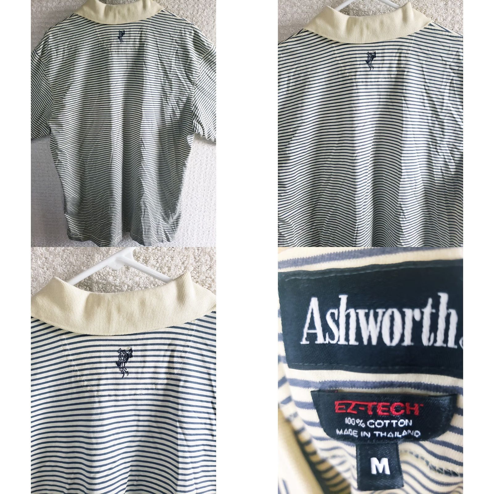 Vintage Ashworth Polo Shirt Blue Striped EZ-Tech M Adult Medium Regular Shirt Mens Polo Size US M / EU 48-50 / 2 - 8 Thumbnail