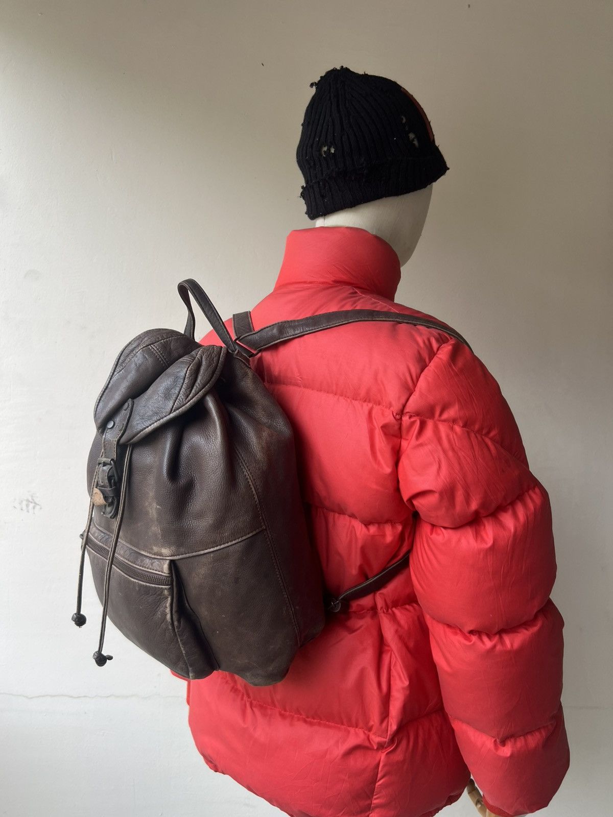 Leather Vintage DEAD HEAT Japan Patina Scratch Leather Backpack Bag Size ONE SIZE - 3 Thumbnail