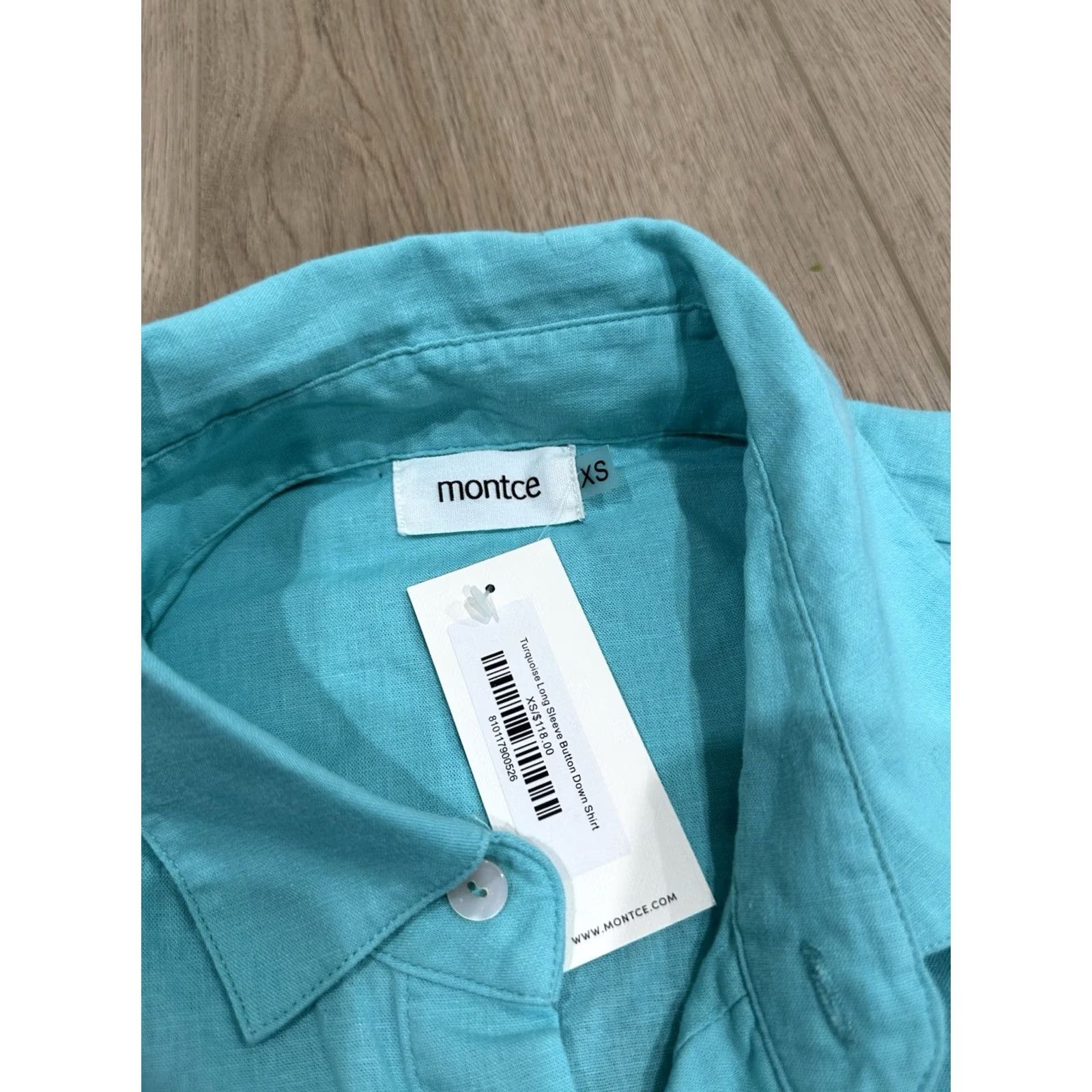 Vintage Montce Linen Blend Button Down Shirt Swim Cover NWT Size XS Turquoise Women's Size XS / US 0-2 / IT 36-38 - 6 Thumbnail
