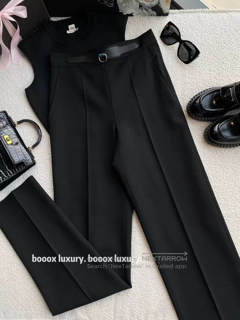 Hermes Hermes Wool Black Straight Trousers Size 42" / US 20 - 1 Thumbnail