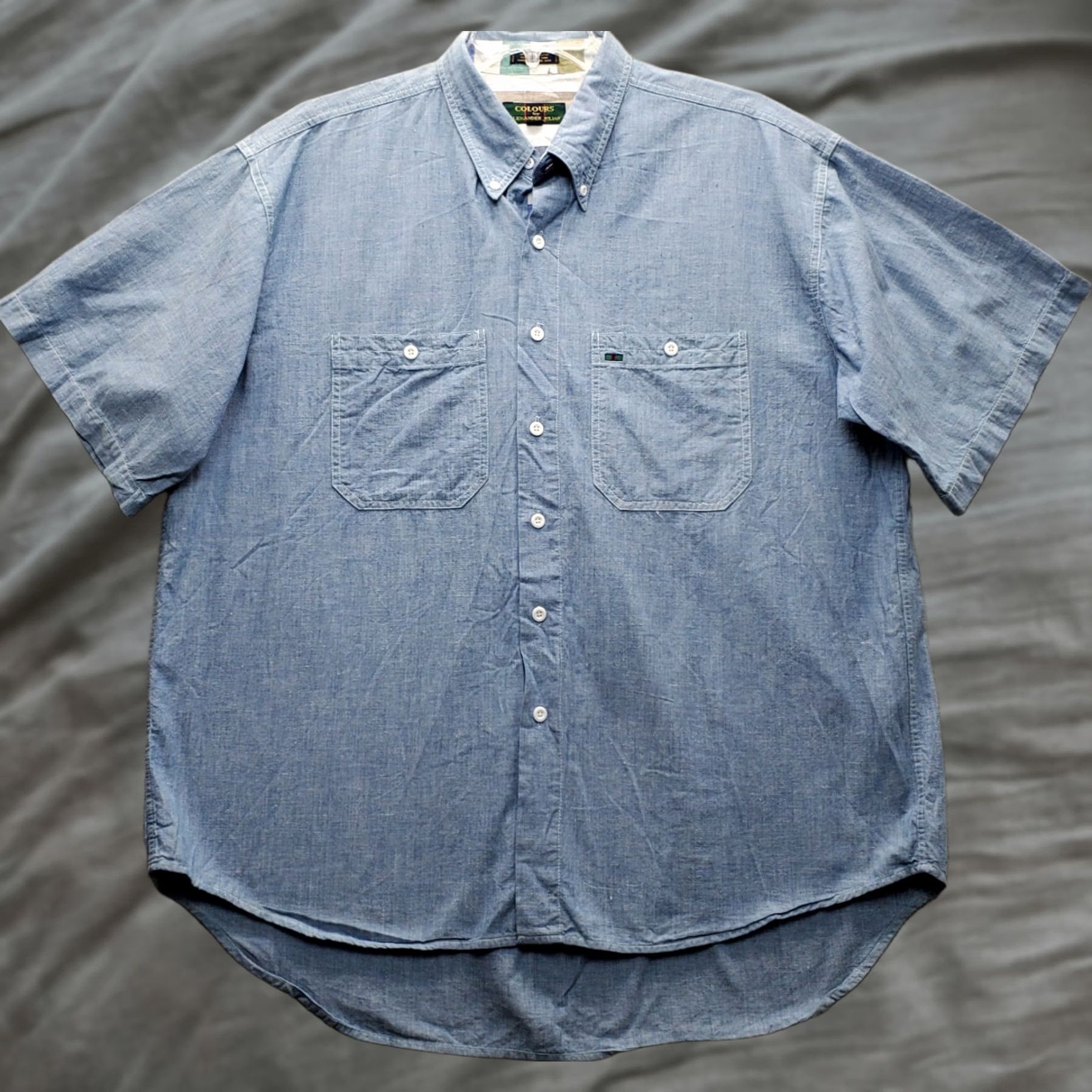 Alexander Julian Alexander Julian Button-Down Shirt Mens XL Blue Short Sleeve Collar Chest Pocket Size US XL / EU 56 / 4 - 1 Thumbnail