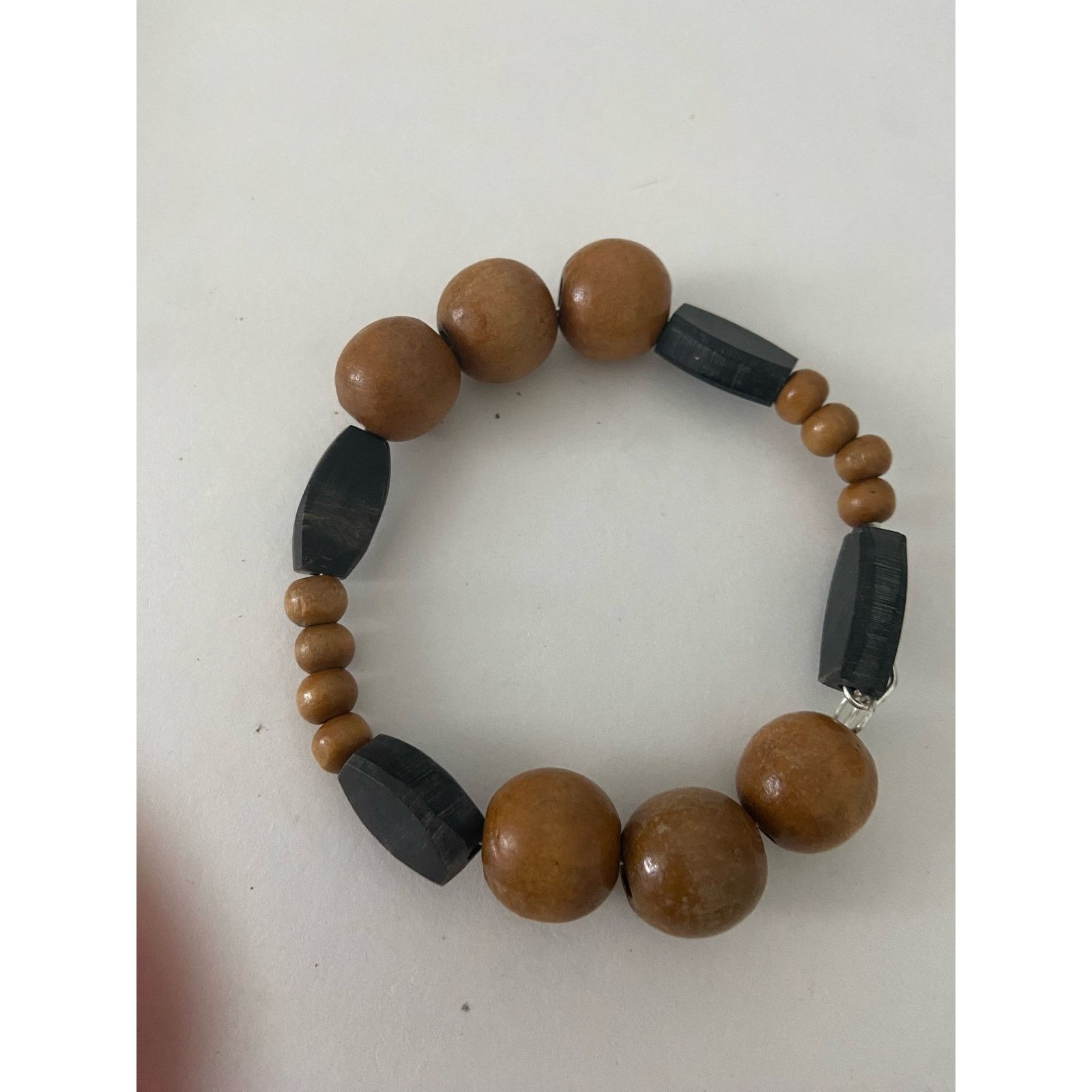 Handmade wood bead bangle bracelet Size ONE SIZE - 3 Thumbnail