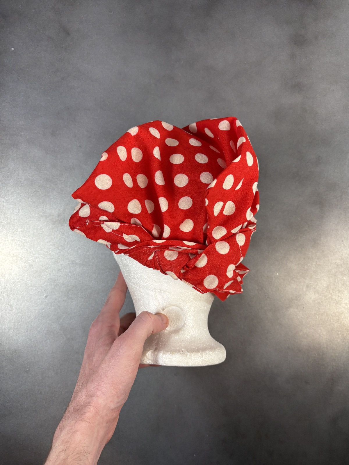 Vintage 1970s Vintage Bandana Pre-tied Headwrap Polka Dot Rosie Rive Size ONE SIZE - 5 Thumbnail