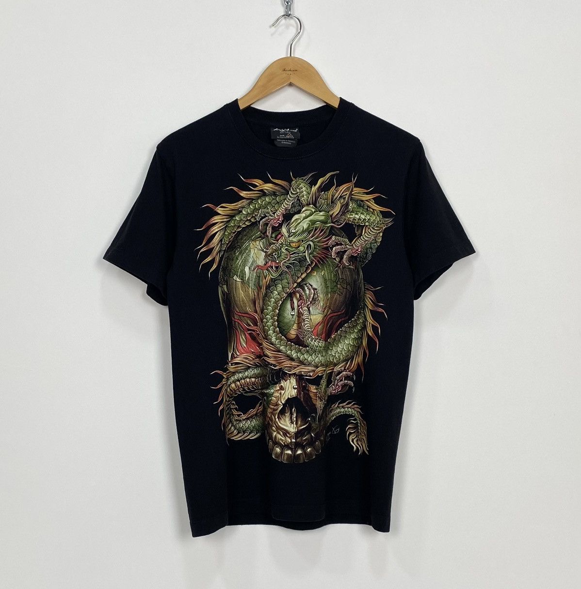 Japanese Brand Rock Chang Double Sided Dragon Skull Piercing T-shirt Black Size US M / EU 48-50 / 2 - 1 Thumbnail