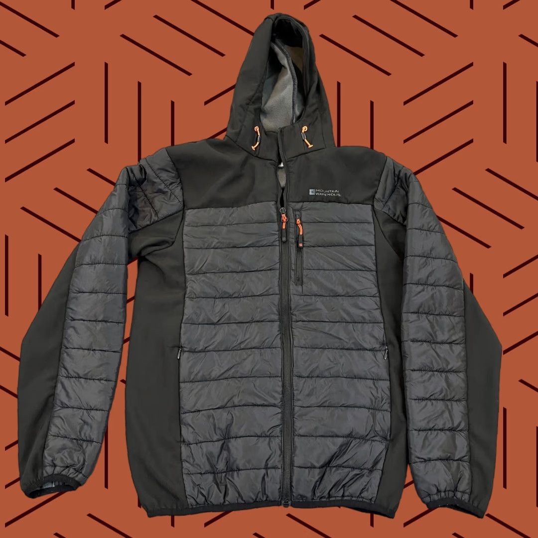 Vintage Mountain Warehouse Jacket Mens Small Black Gray Insulated Hiking Hooded Full Zip Size US S / EU 44-46 / 1 - 1 Thumbnail