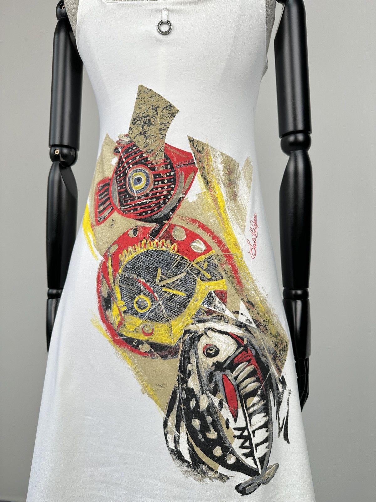 Other Save the Queen Patchwork A-Line Sleeveless White Dress sz L Size L / US 10 / IT 46 - 8 Thumbnail
