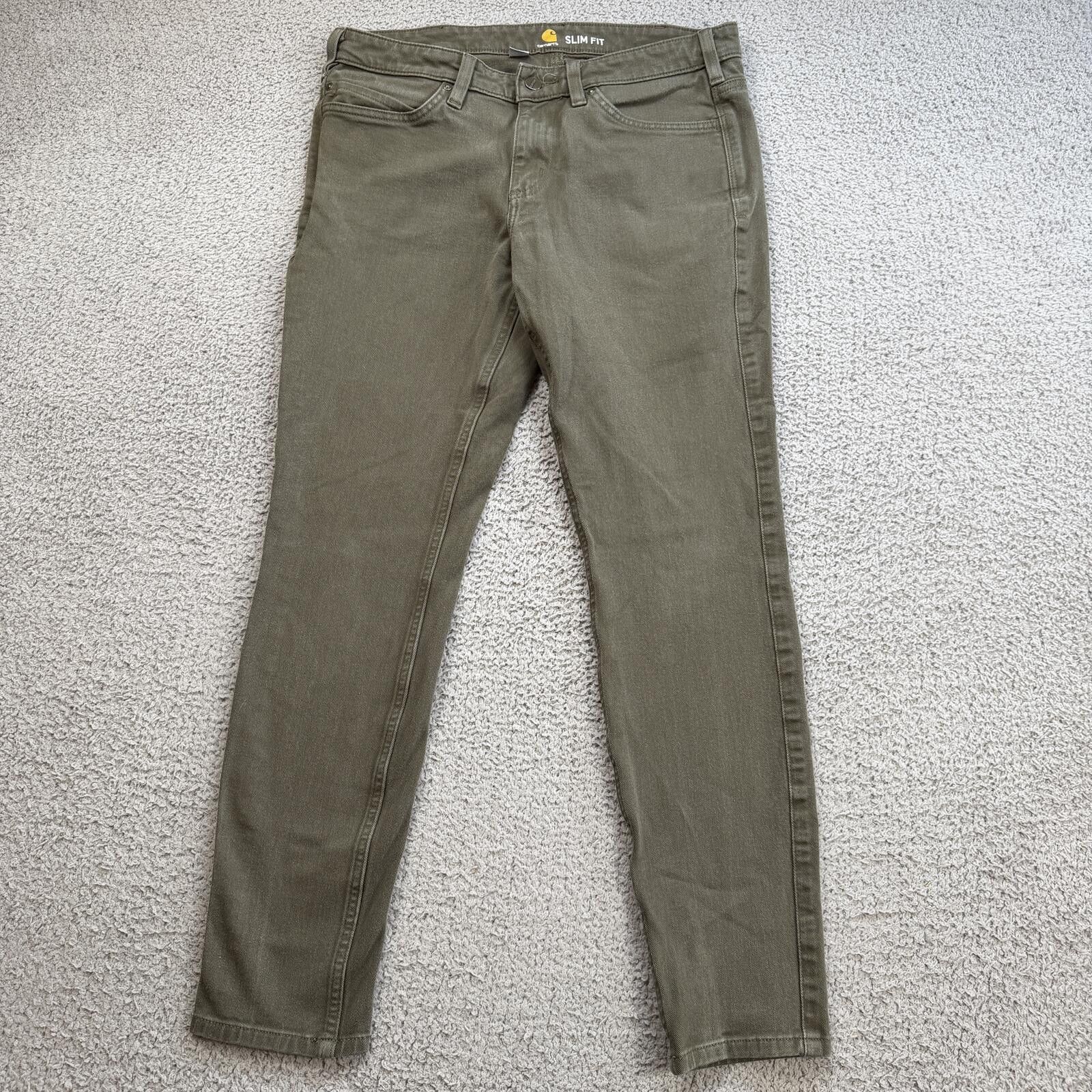 Carhartt Carhartt Womens 10 Green Slim Fit Stretch Utility Work Pants Size 32" / US 10 / IT 46 - 1 Thumbnail