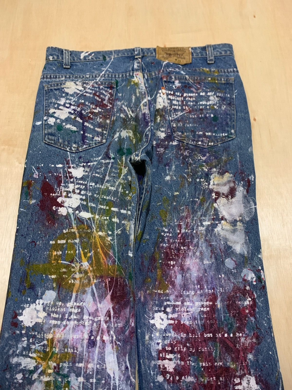 Levi's × Levi's Vintage Clothing × Vintage Vintage Levis Orange Tab Painted Denim Jeans Size US 34 / EU 50 - 4 Thumbnail