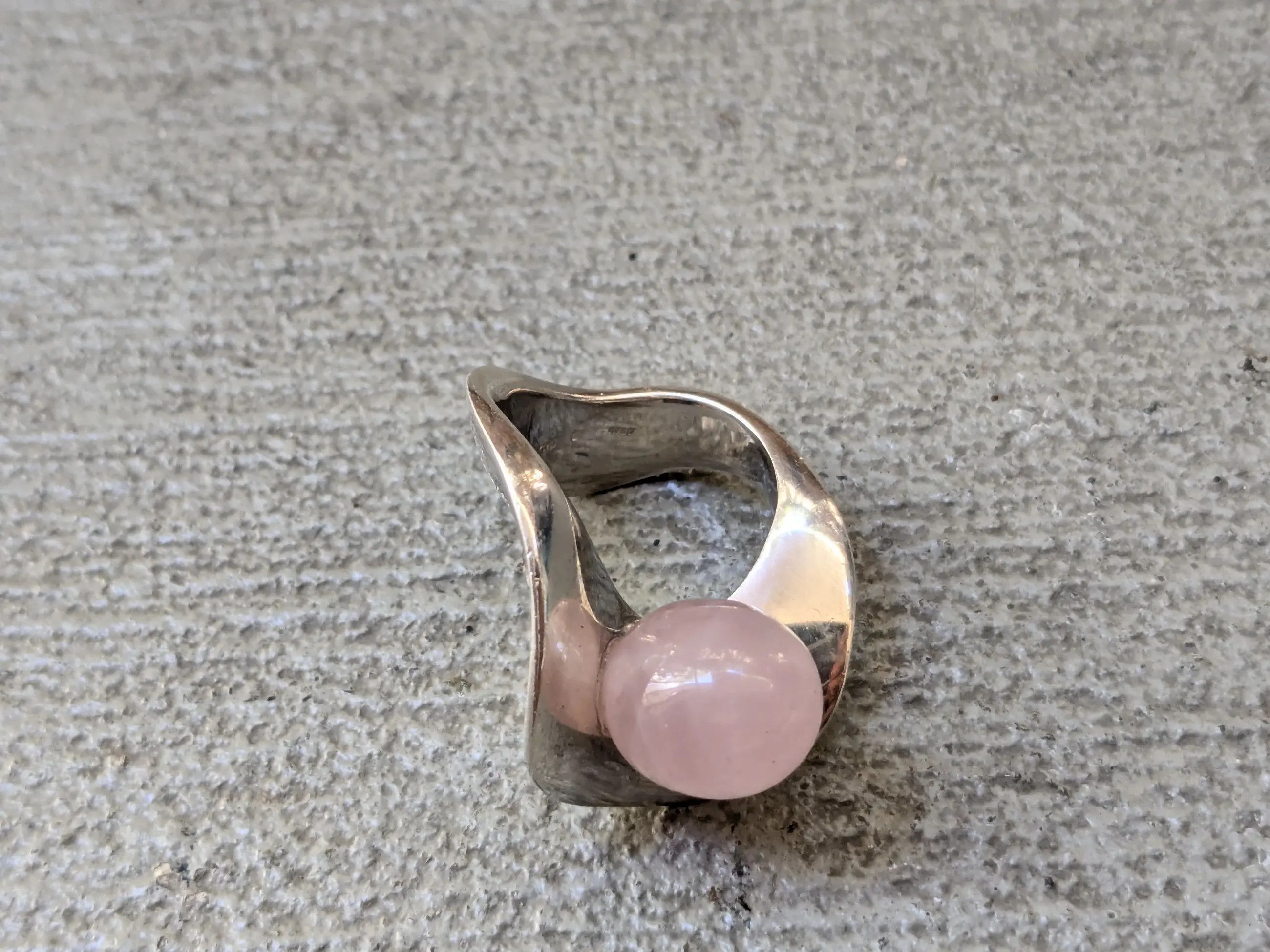 Jewelry Nuovegioie Sterling Silver Ring 6.5 Rose Quartz Abstract Size ONE SIZE - 5 Thumbnail