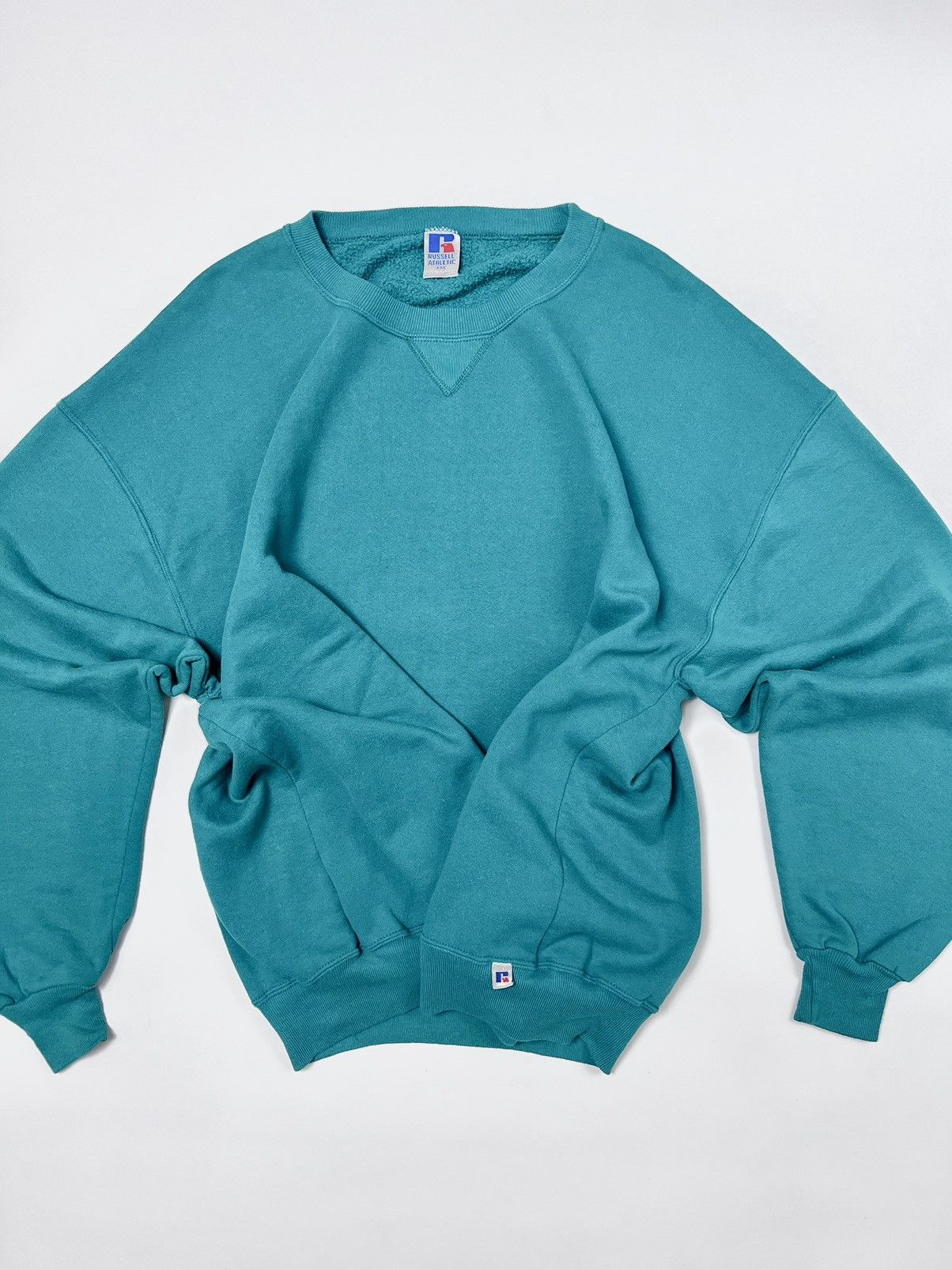 Russell Athletic 1990s Russell Aqua Green Blank Sweatshirt / Crewneck Vintage Size US XXL / EU 58 / 5 - 5 Thumbnail