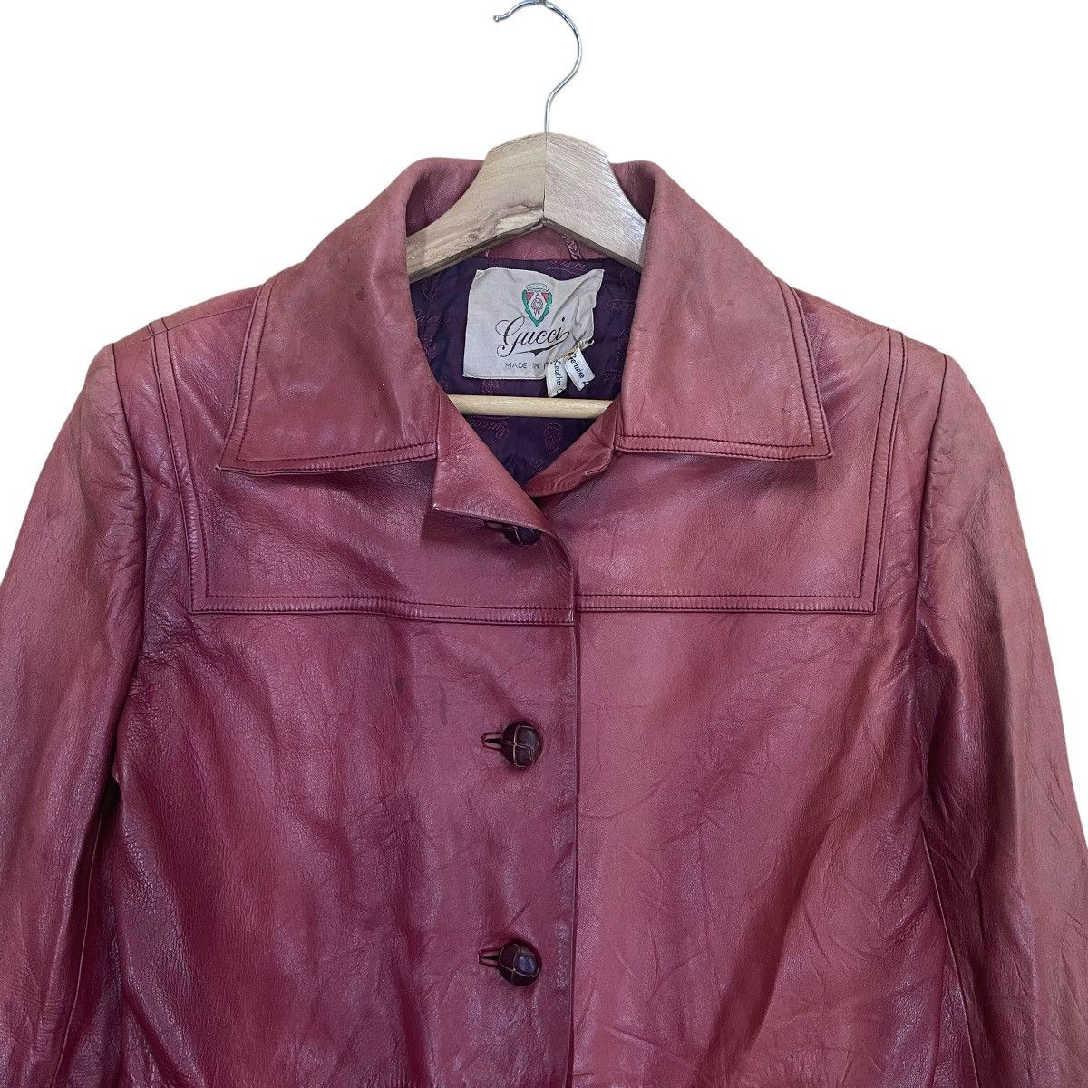 Gucci Vintage 80s Gucci Leather Jacket Made In Italy Size Small Size US S / EU 44-46 / 1 - 4 Thumbnail