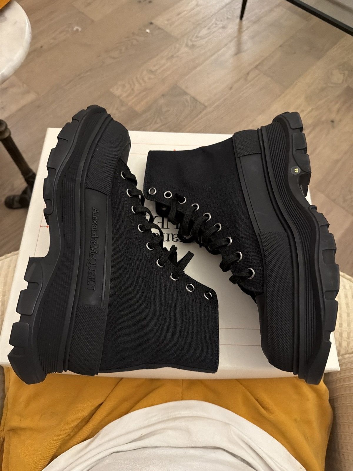 Alexander McQueen Tread Ribbed-Knit Ankle Boots | Grailed