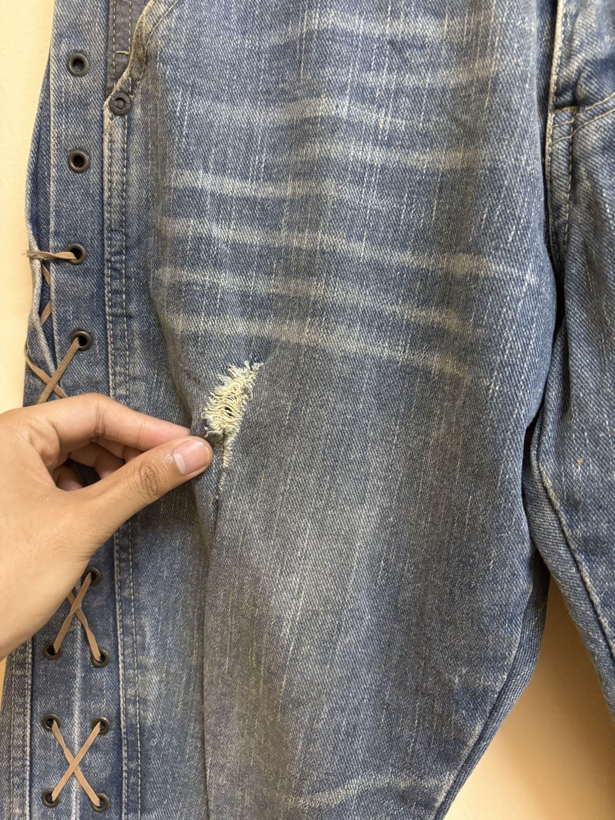 If Six Was Nine Vintage Nylaus Design Flare Jeans Parachute Denim Style Size US 30 / EU 46 - 22 Thumbnail