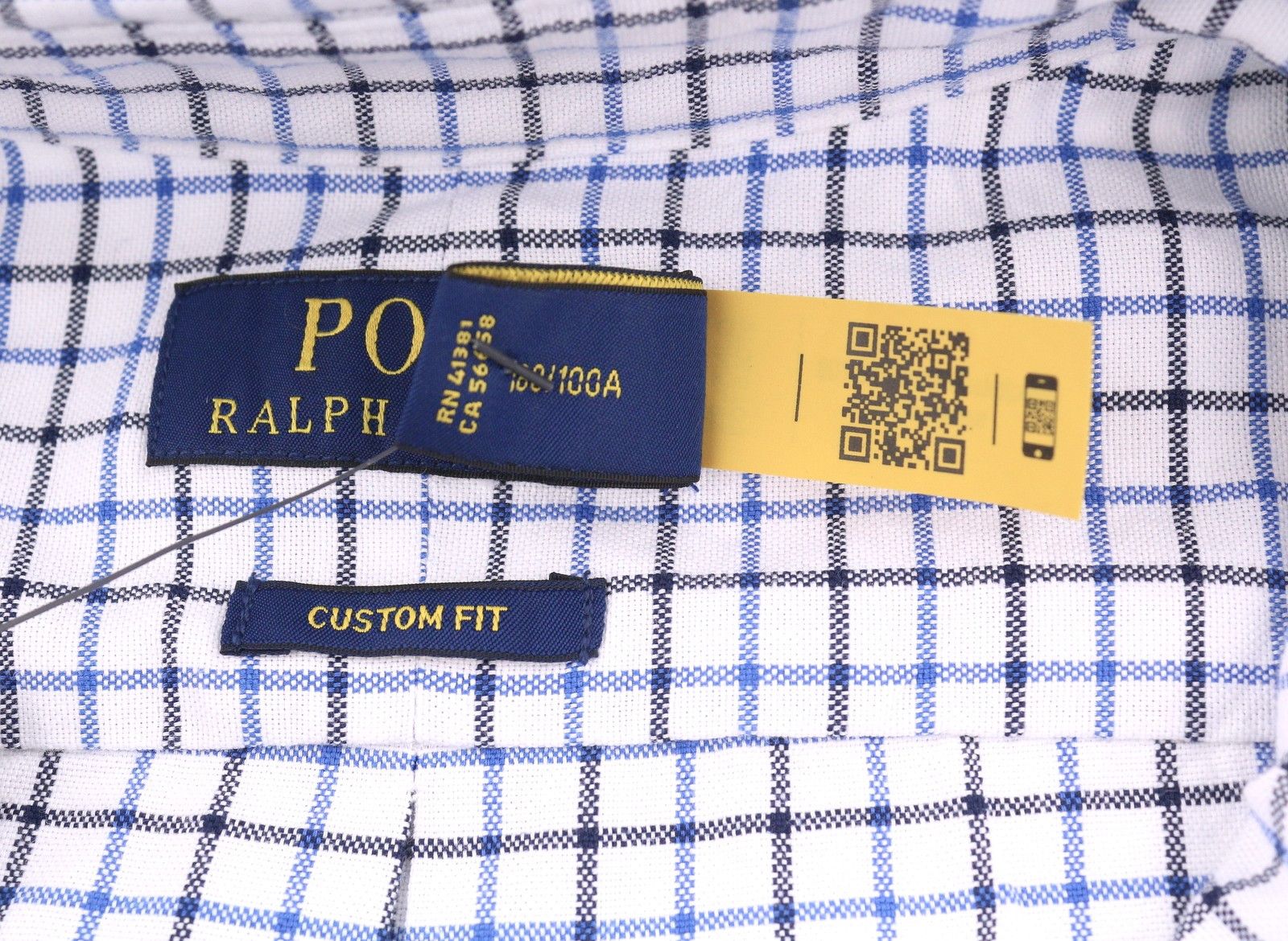 Ralph Lauren L White Check Custom Fit Button-Down Neck Logo 87002 Size US L / EU 52-54 / 3 - 7 Thumbnail