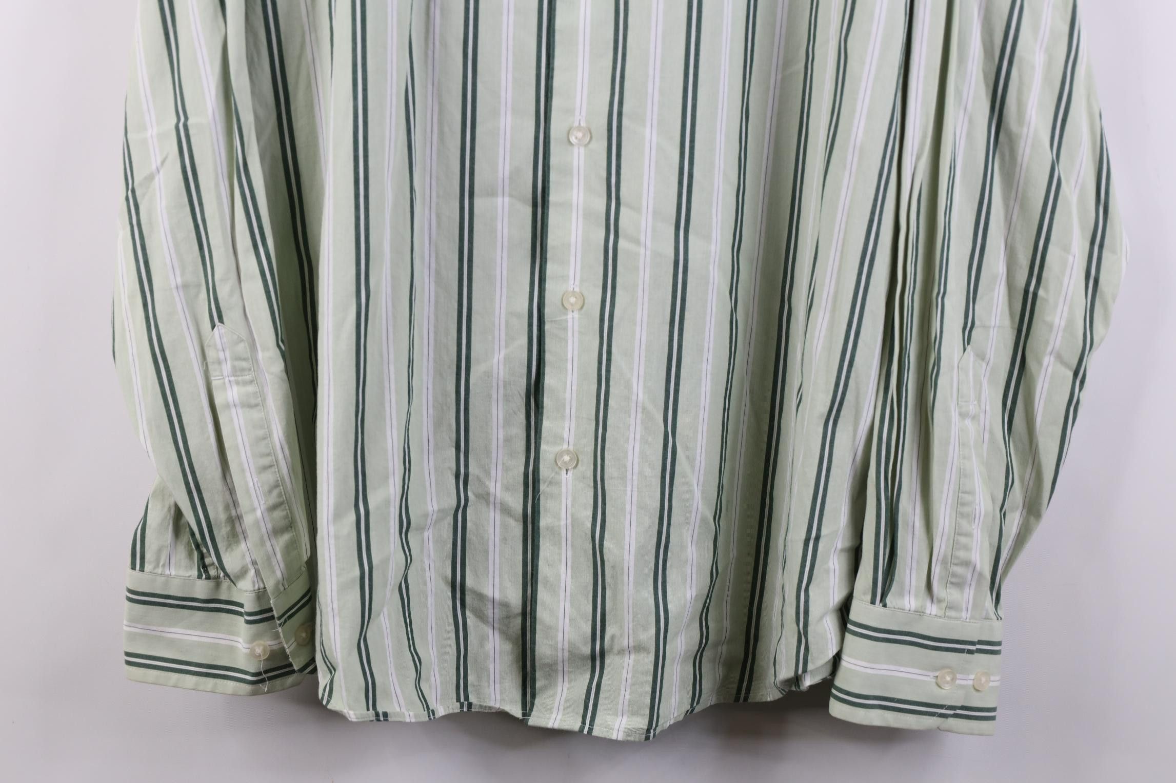 Express Express 1MX Modern Fit Striped Collared Button Shirt Green Size US L / EU 52-54 / 3 - 3 Thumbnail