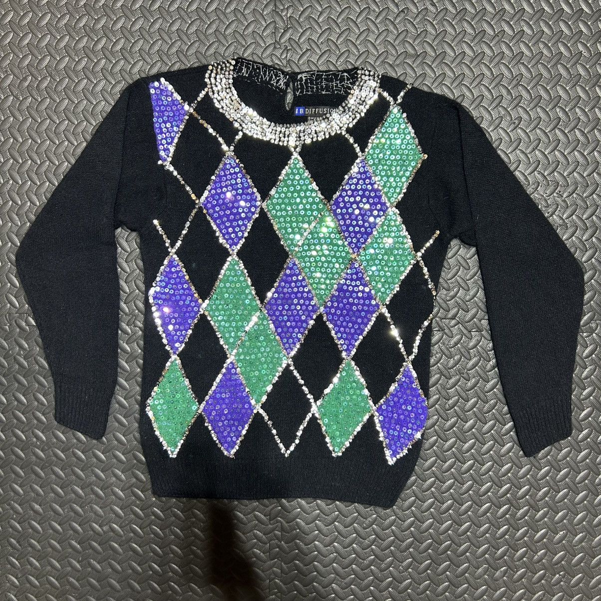 Other IB Diffusion Sweater Argyle Sequin Black Silk 90s Small Size S / US 4 / IT 40 - 1 Thumbnail