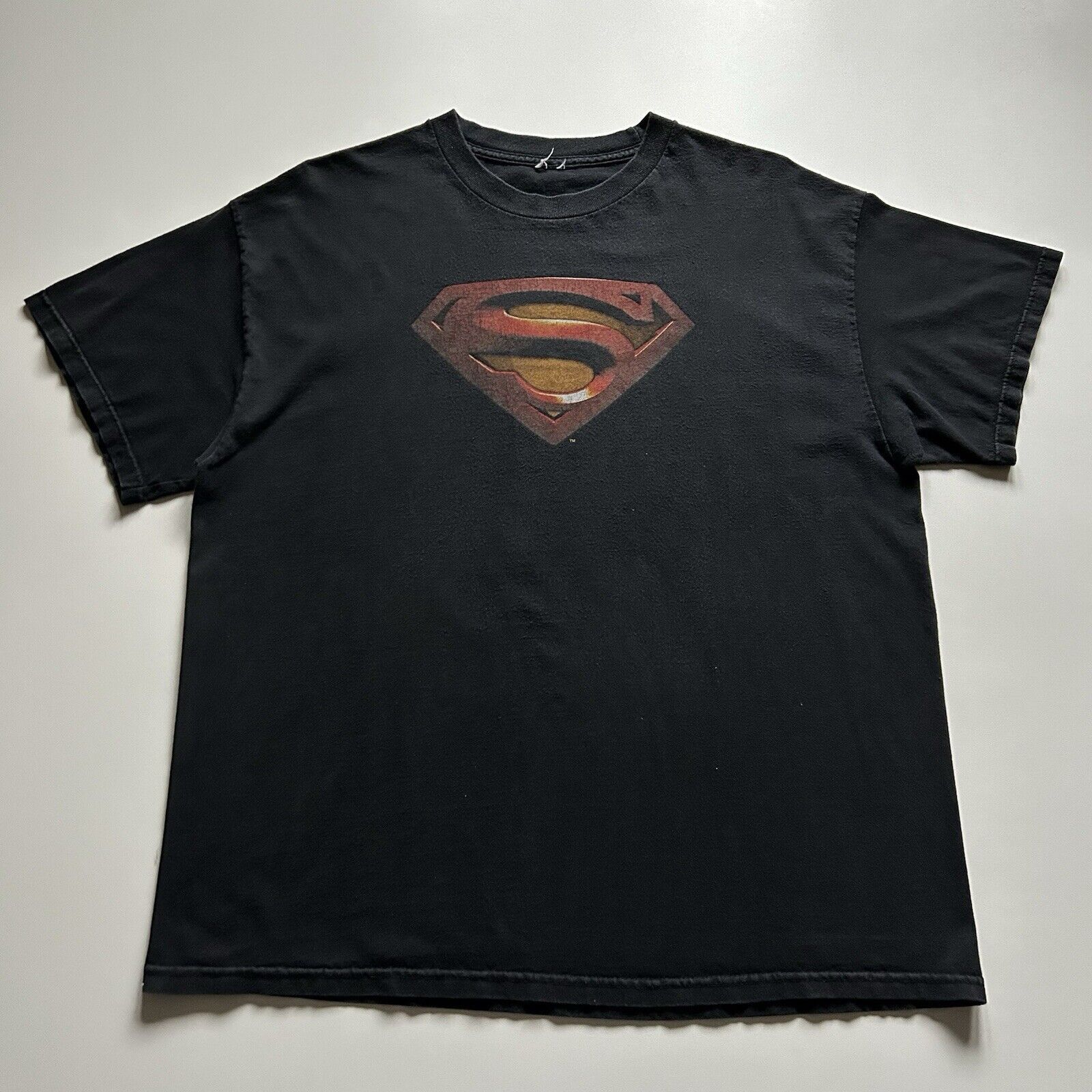 T-shirt Vintage Superman DC Comics 1991 - Impression All Over Single Stitch - Taille XL - Noir - Occasion Très Bon état