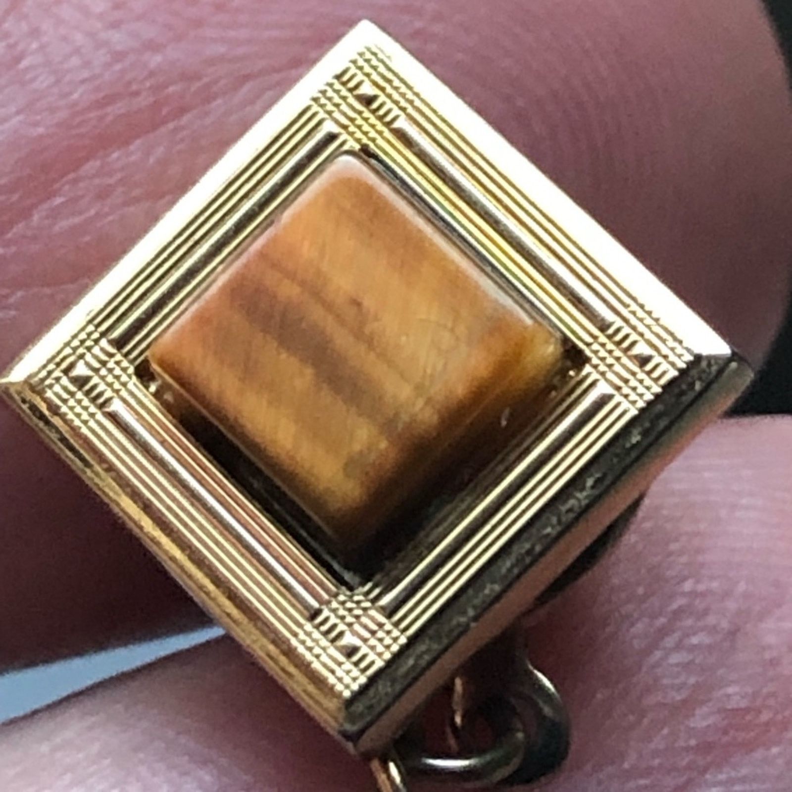 Vintage Vintage men’s Tiger eye gold tie pin with chain Size ONE SIZE - 5 Thumbnail