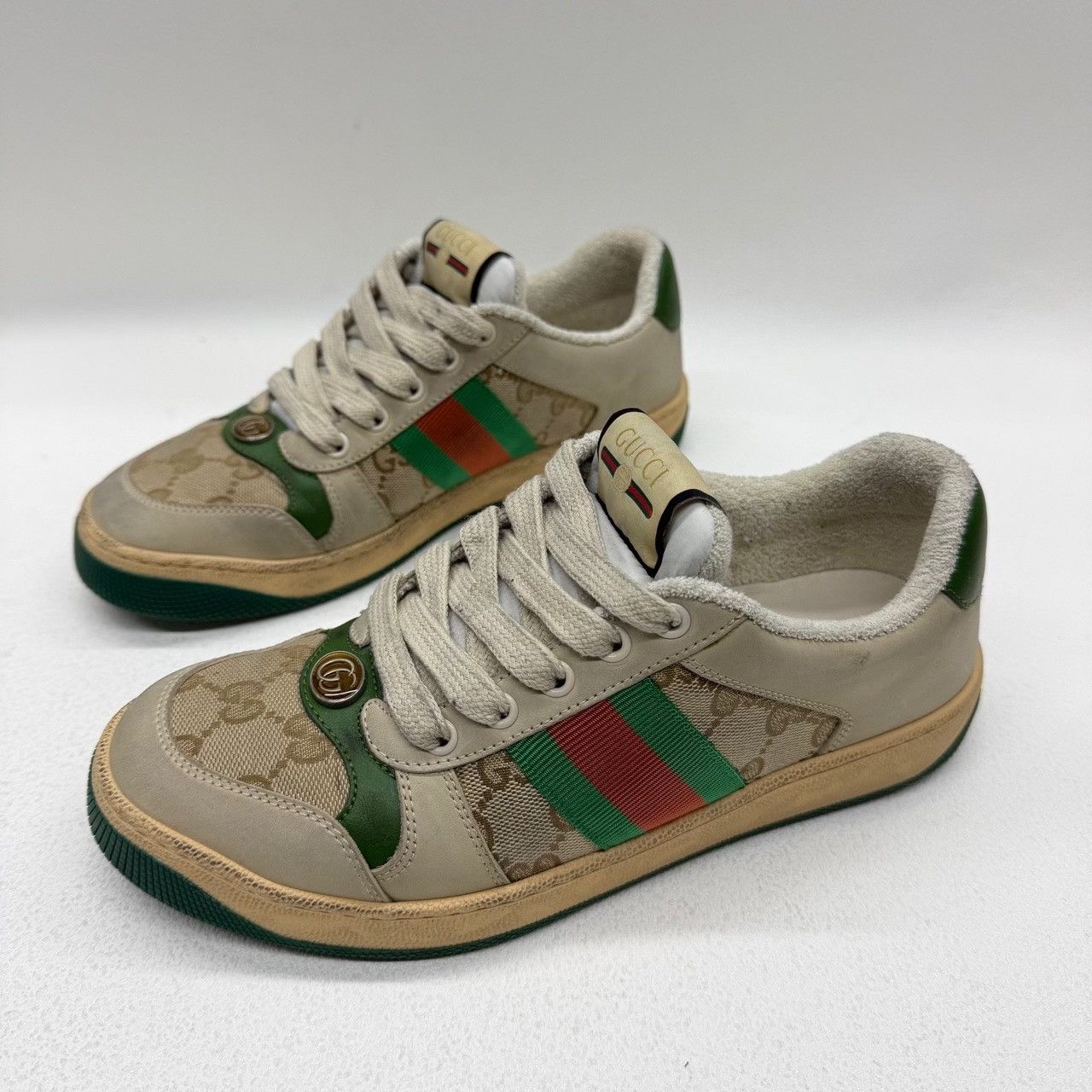 Gucci Gucci Distressed Orange Lowtop Sneakers us_6-5 Women Size US 6.5 / IT 36.5 - 1 Thumbnail