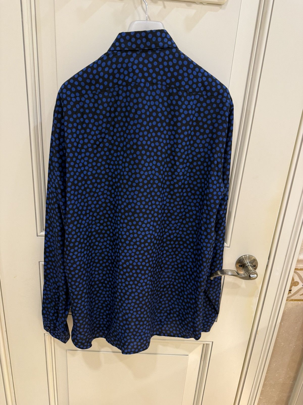 Saint Laurent Paris blue polka dots silk shirt collar size41 Size US M / EU 48-50 / 2 - 10 Thumbnail
