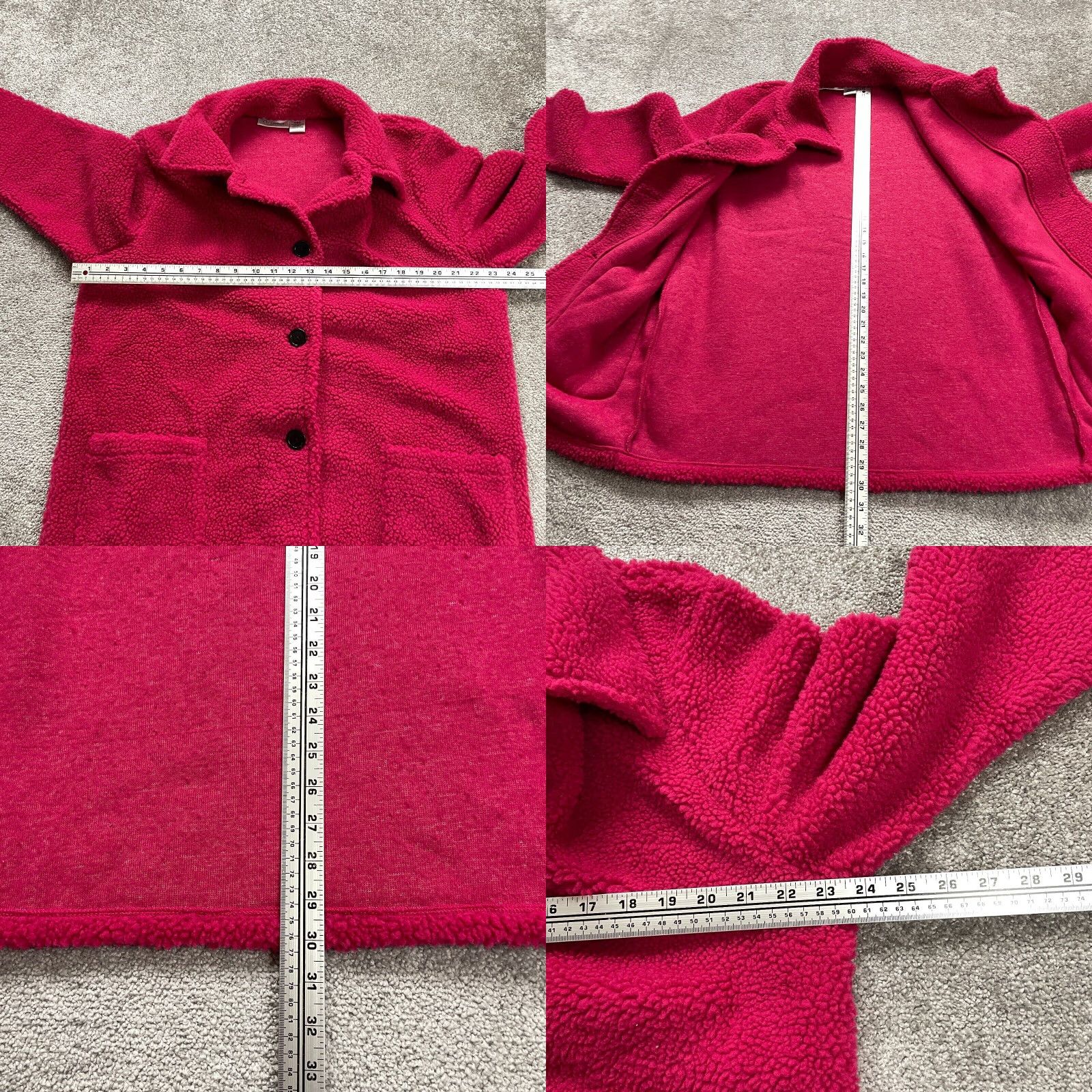 Vintage CW Classics Jacket Women's Medium Pink Collared Sherpa Coat with Pockets, Button Down, Zip, Fall/Winter, Casual, Travel, Regular Fit Size M / US 6-8 / IT 42-44 - 8 Thumbnail
