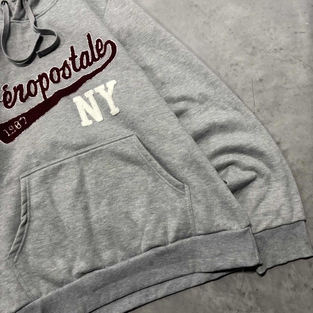 Aeropostale × Vintage Crazy Vintage Y2K/2000s Grey Aeropostale NY Spellout Skater Hoodie! Size US XL / EU 56 / 4 - 4 Thumbnail
