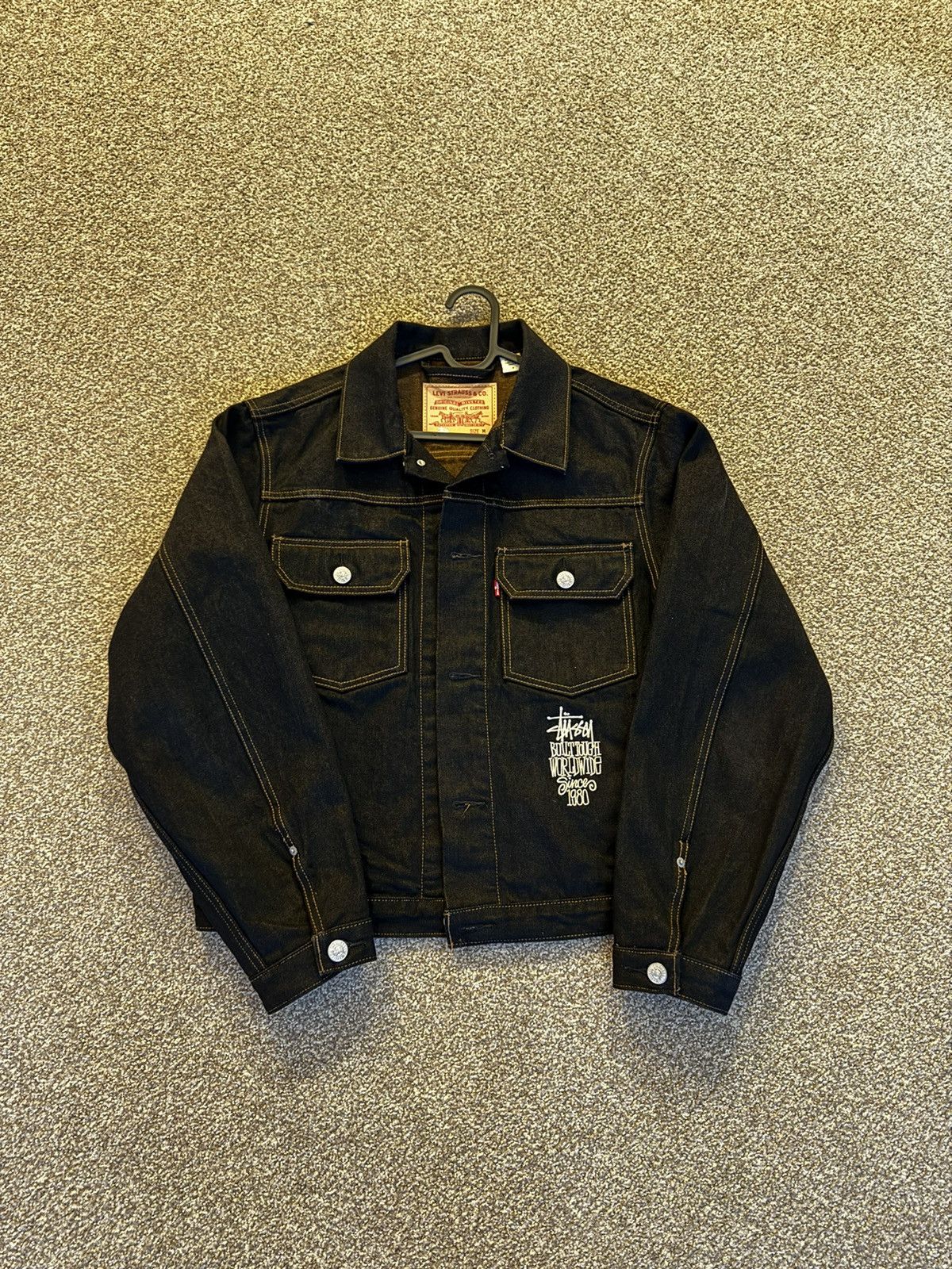 Sold! Stüssy Levi's Crispy Rinse Trucker Jacket Black/Brown