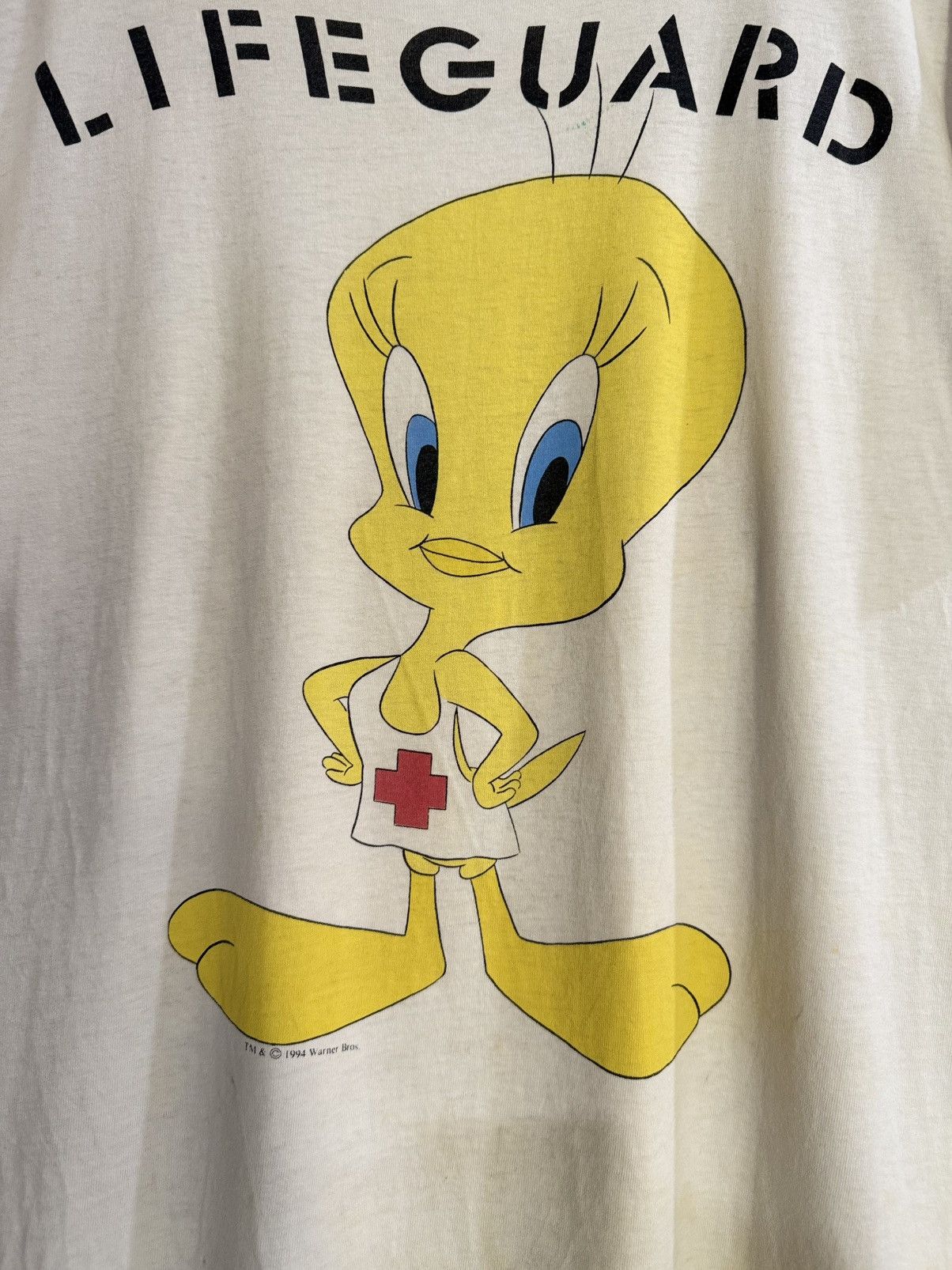 Cartoon Network × Vintage Thrashed Vintage 90s Tweety Lifeguard Warner Bros Faded Tee Size US XL / EU 56 / 4 - 2 Thumbnail