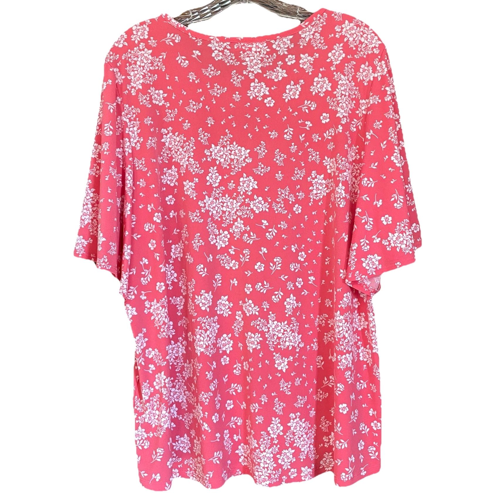 Charter Club Charter Club Top Plus Size 3X Floral Short Flutter Sleeve Coral Melon Women’s Blouse Cute Casual Workwear Size XXL / US 16-18 / IT 52-54 - 3 Thumbnail