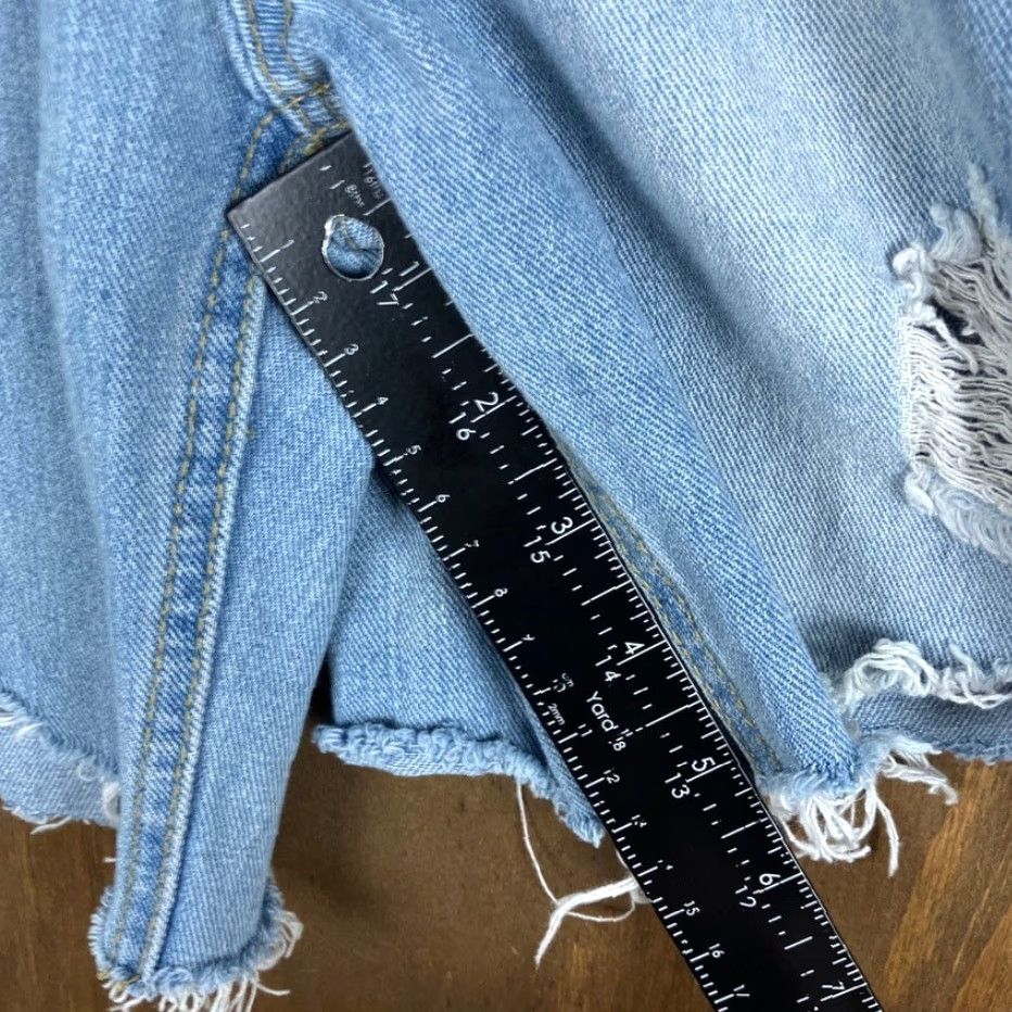 Denime Unbranded Womens Short Overalls Blue Denim Y2K Streetwear Distressed Medium Size 32" / US 10 / IT 46 - 7 Thumbnail