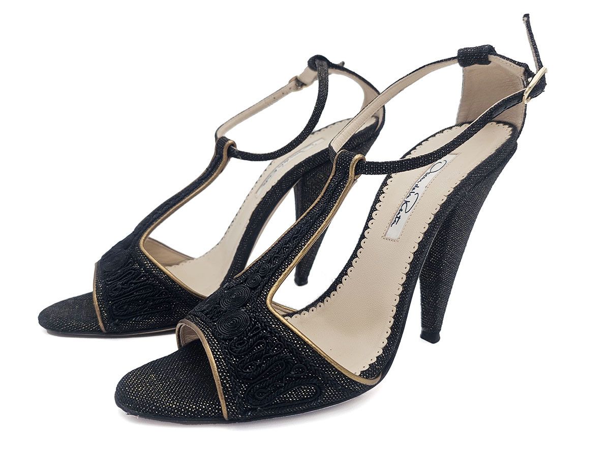 Oscar De La Renta Oscar de la Renta Embroidered Cloth Leather Sandals Size 37 Size US 7 / IT 37 - 5 Thumbnail