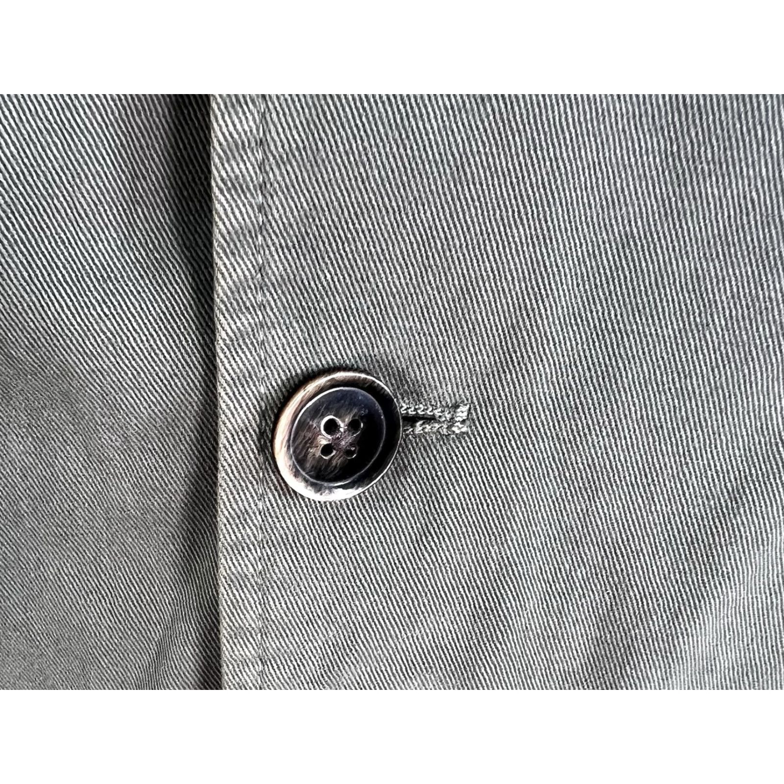 Olive Hugh & Crye Cotton Blazer Mens XL Olive Green Blazer Shirt Jacket +Denim+Notch Lapel Two-Button 46 Chest Regular Fit Vintage: No Size 46R - 4 Thumbnail