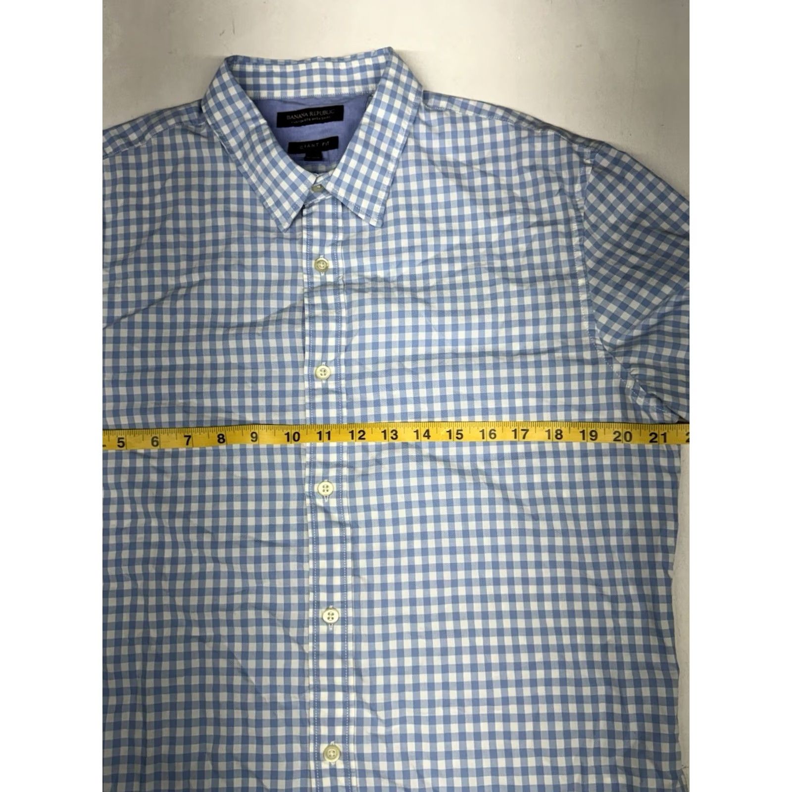 Banana Republic Banana Republic Grant Fit Gingham Check Long Sleeve Button Down Shirt Blue Sz L Size US L / EU 52-54 / 3 - 4 Thumbnail