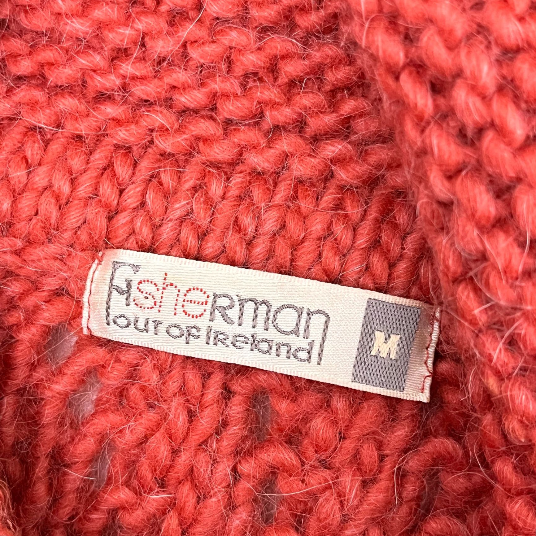 Vintage Fisherman Out of Ireland Sweater Womens M Orange Knit Virgin Wool Mohair Wool Blend Mock Funnel Long Sleeve Pullover Solid Size M / US 6-8 / IT 42-44 - 2 Thumbnail