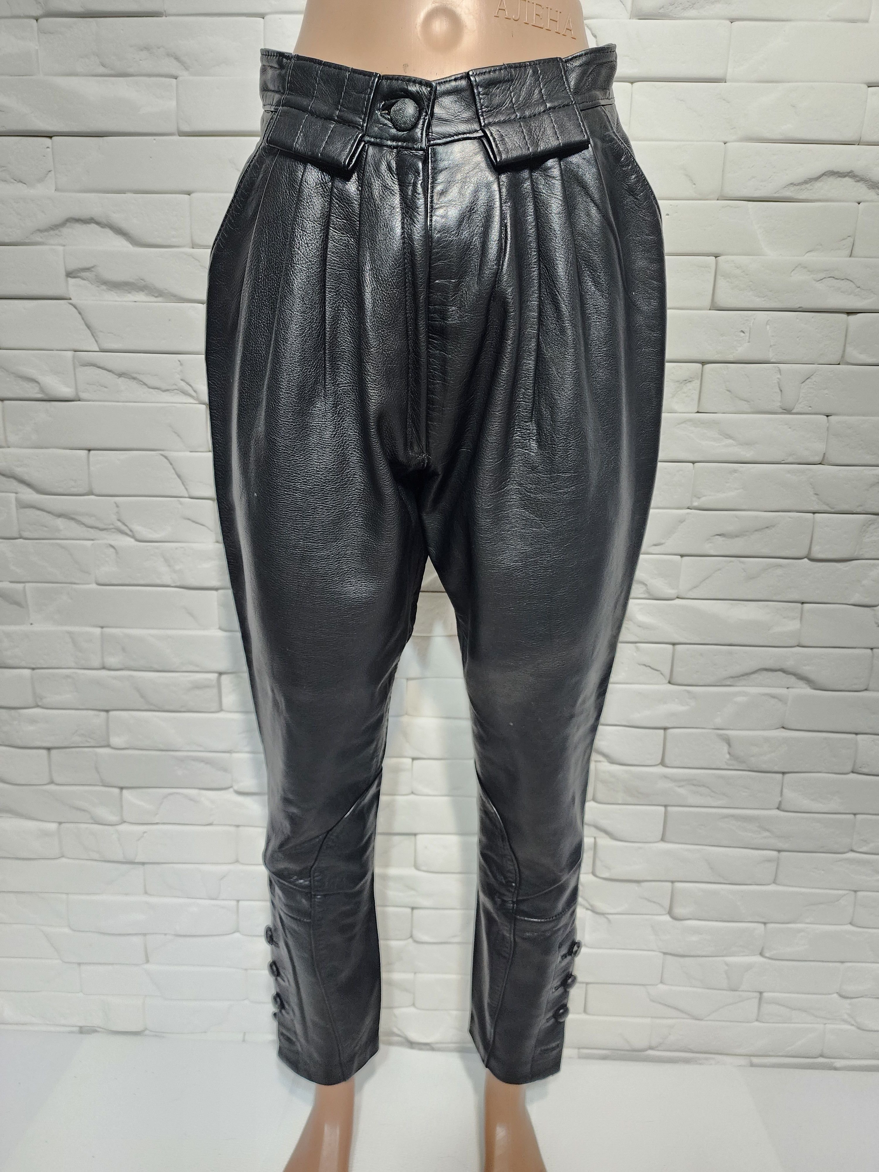 Genuine Leather Women's black leather pants. Size 25" / US 0 / IT 36 - 1 Thumbnail