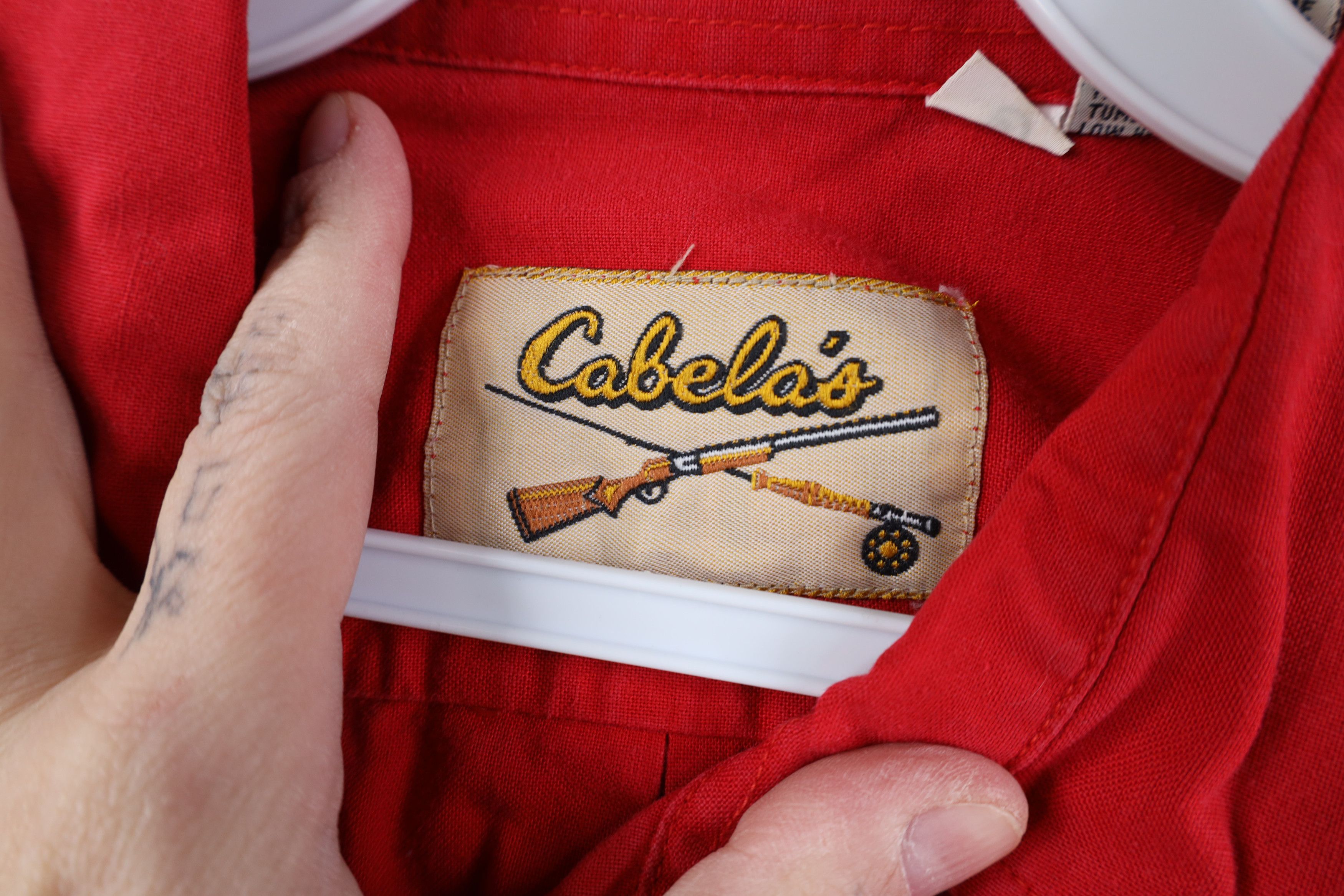 Cabelas Vintage 80s 90s Cabelas Pocket Collared Button Shirt Red Size US L / EU 52-54 / 3 - 8 Thumbnail