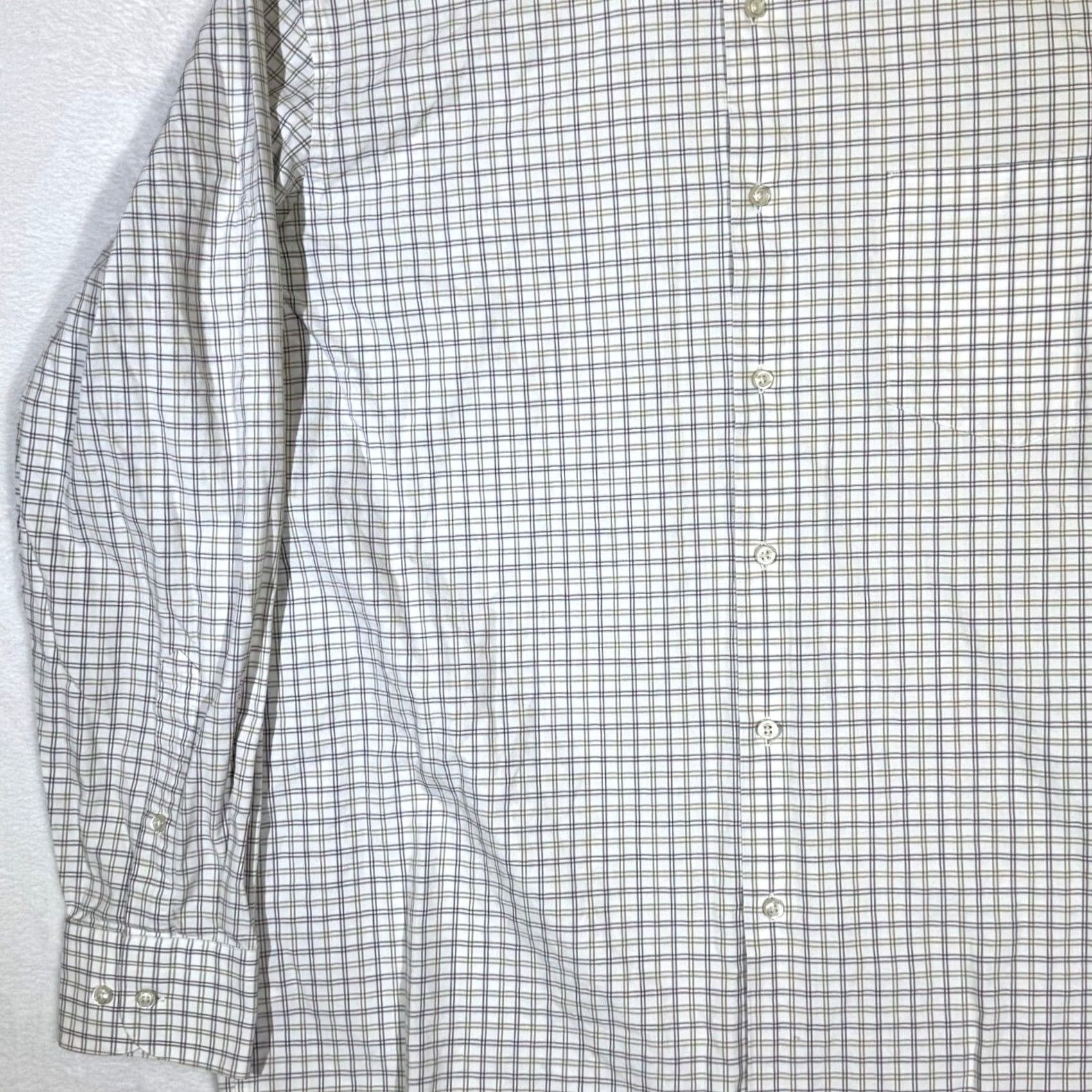 Hugo Boss VINTAGE Hugo Boss Dress Shirt White Gray Plaid 17 neck 34-35 sleeve Long Sleeve Mens Size 34R - 3 Thumbnail